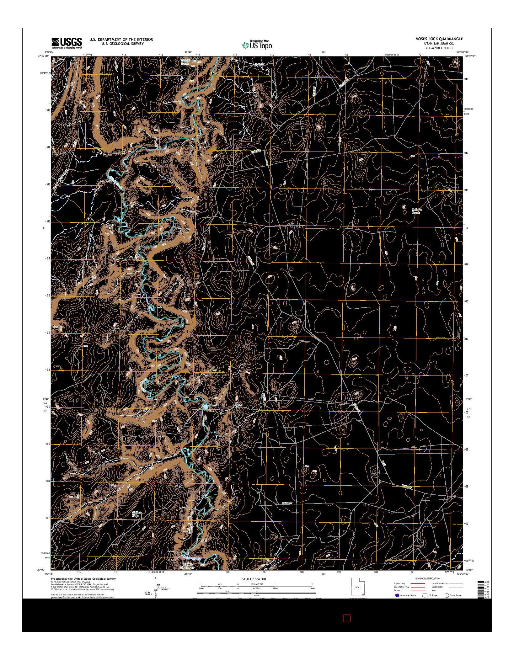 USGS US TOPO 7.5-MINUTE MAP FOR MOSES ROCK, UT 2017
