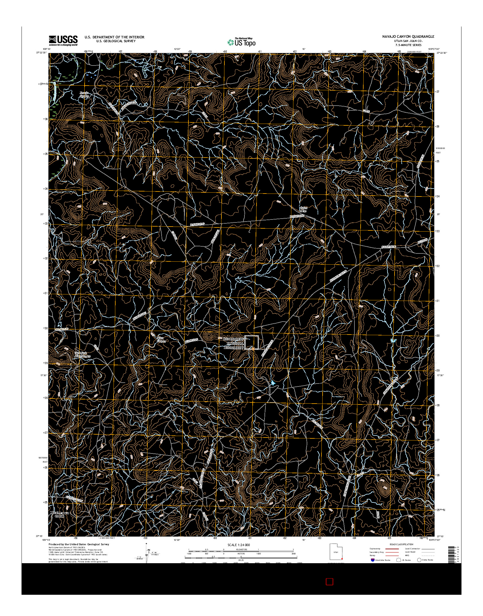 USGS US TOPO 7.5-MINUTE MAP FOR NAVAJO CANYON, UT 2017