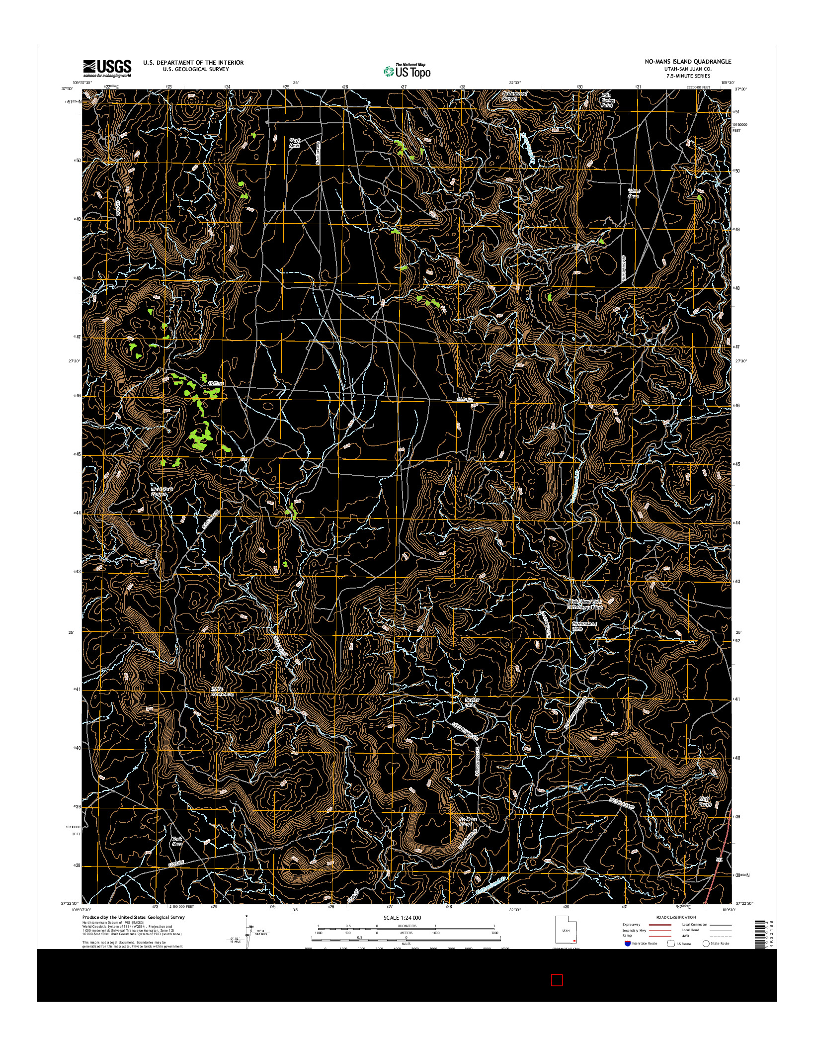 USGS US TOPO 7.5-MINUTE MAP FOR NO-MANS ISLAND, UT 2017