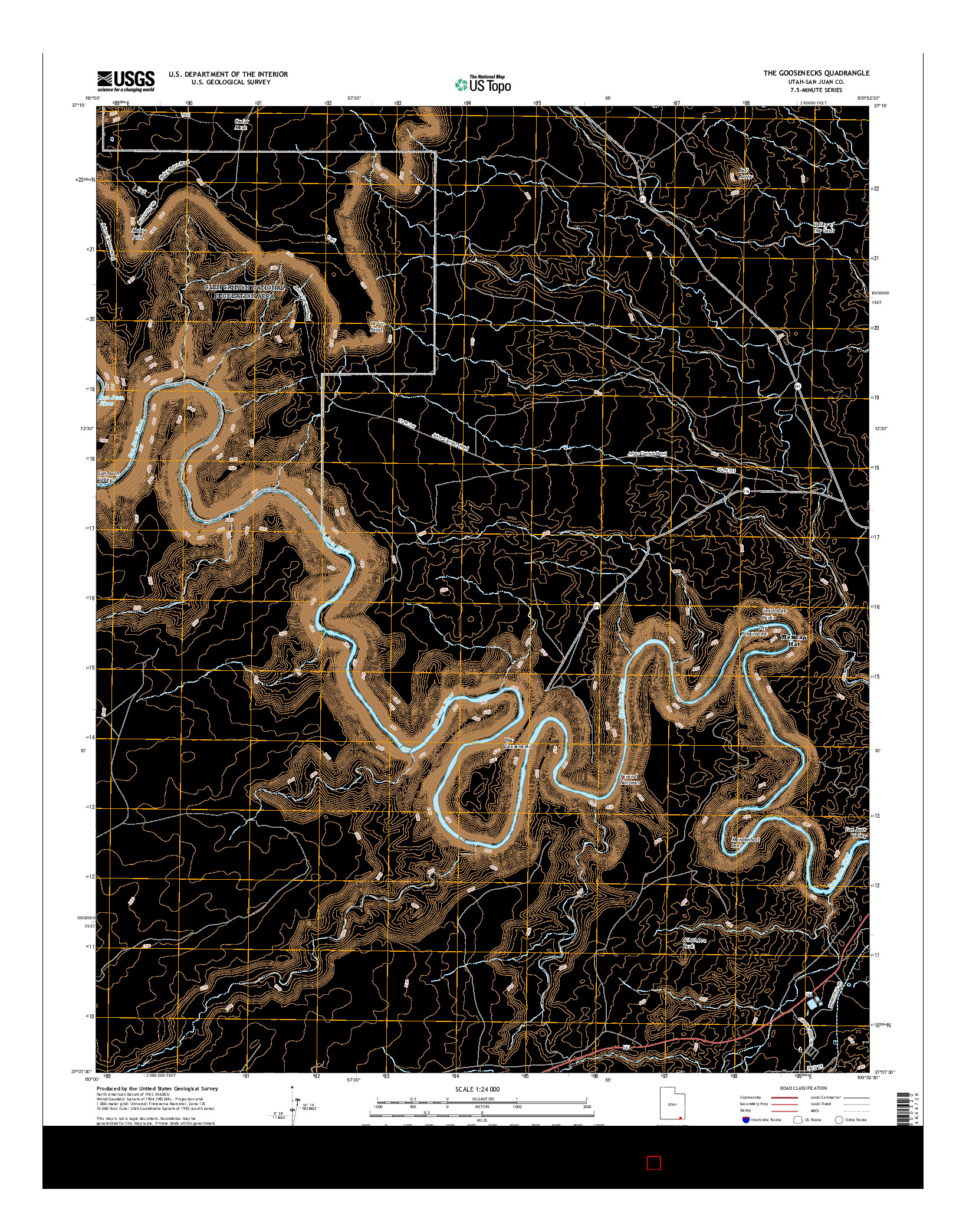 USGS US TOPO 7.5-MINUTE MAP FOR THE GOOSENECKS, UT 2017