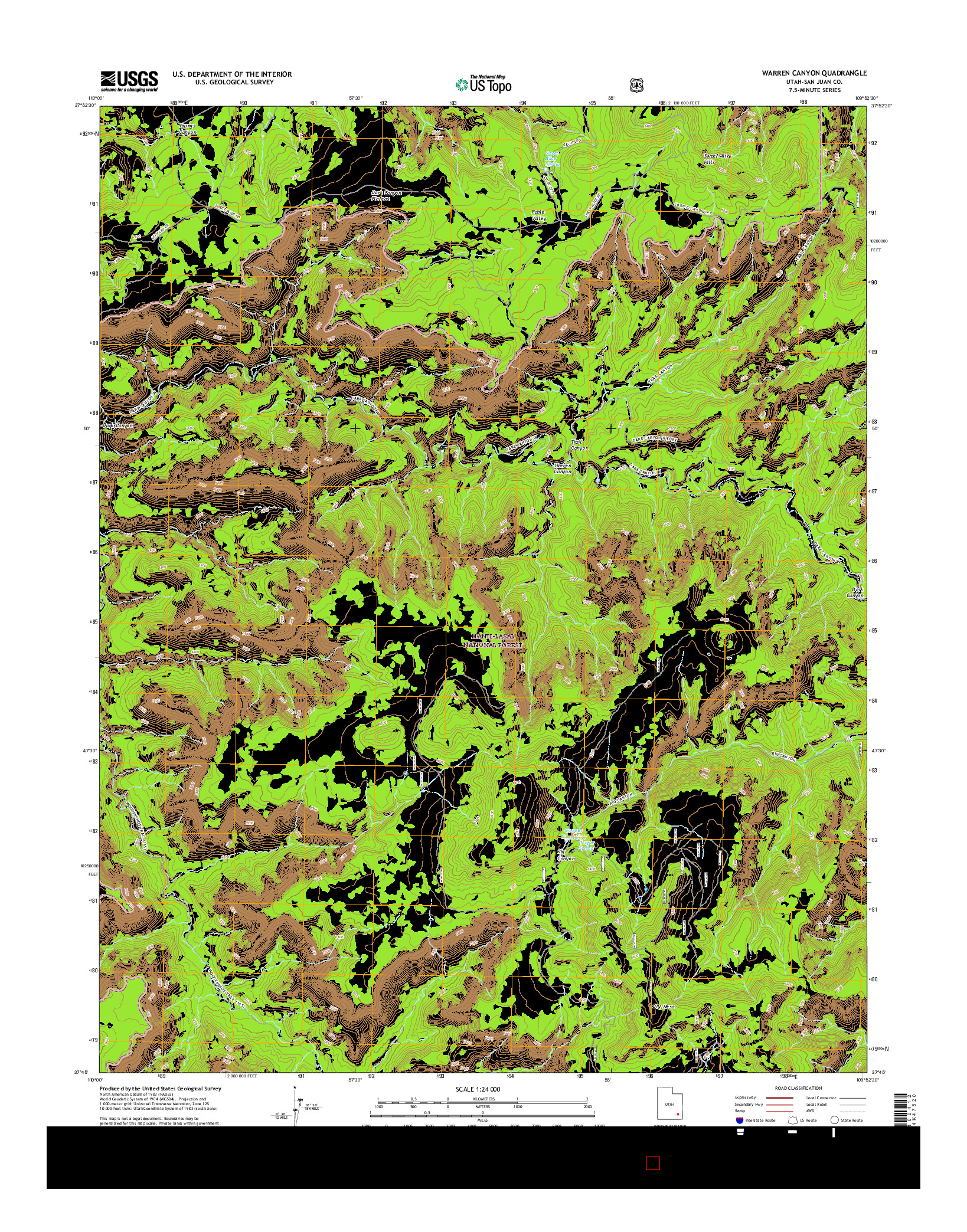 USGS US TOPO 7.5-MINUTE MAP FOR WARREN CANYON, UT 2017