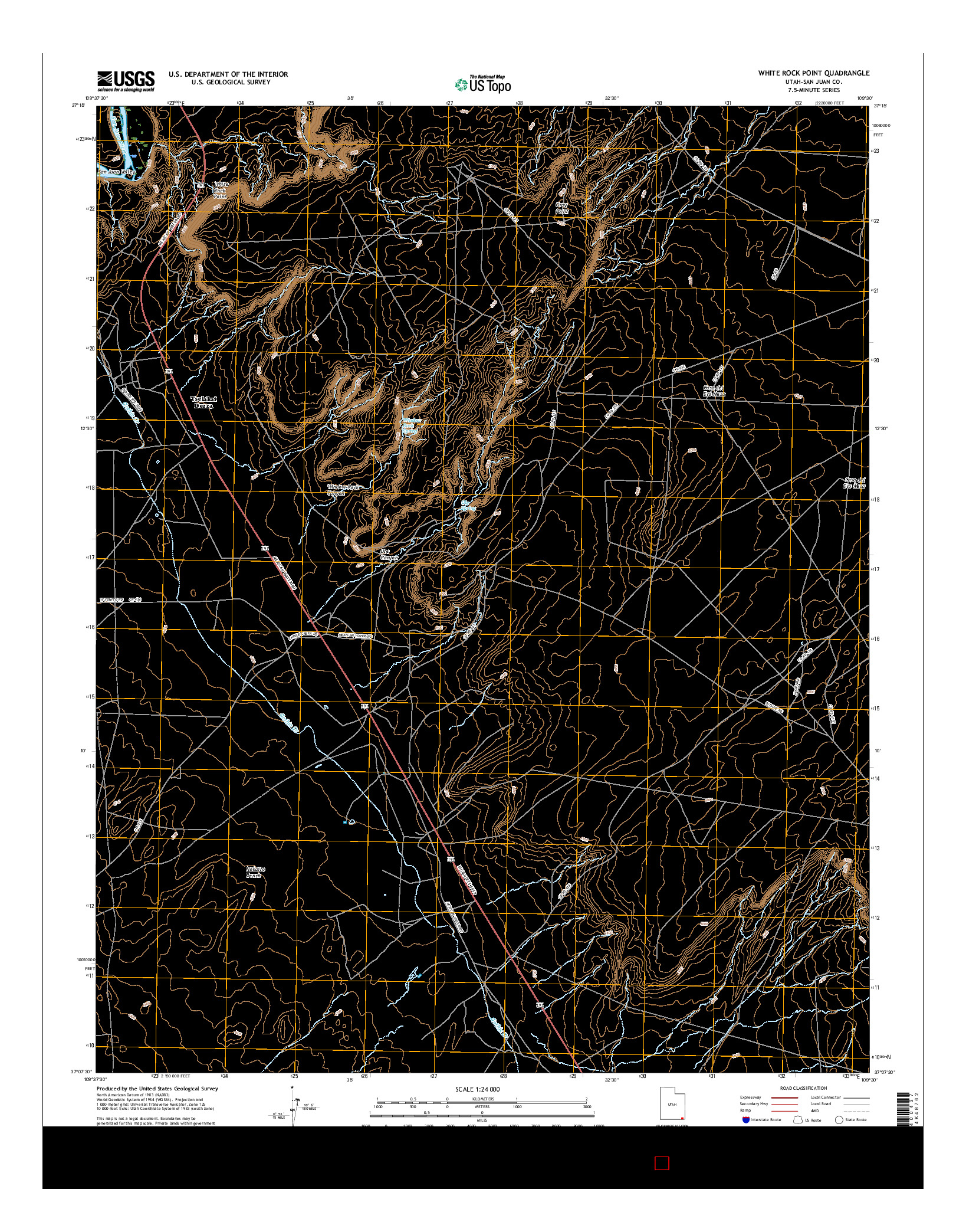 USGS US TOPO 7.5-MINUTE MAP FOR WHITE ROCK POINT, UT 2017