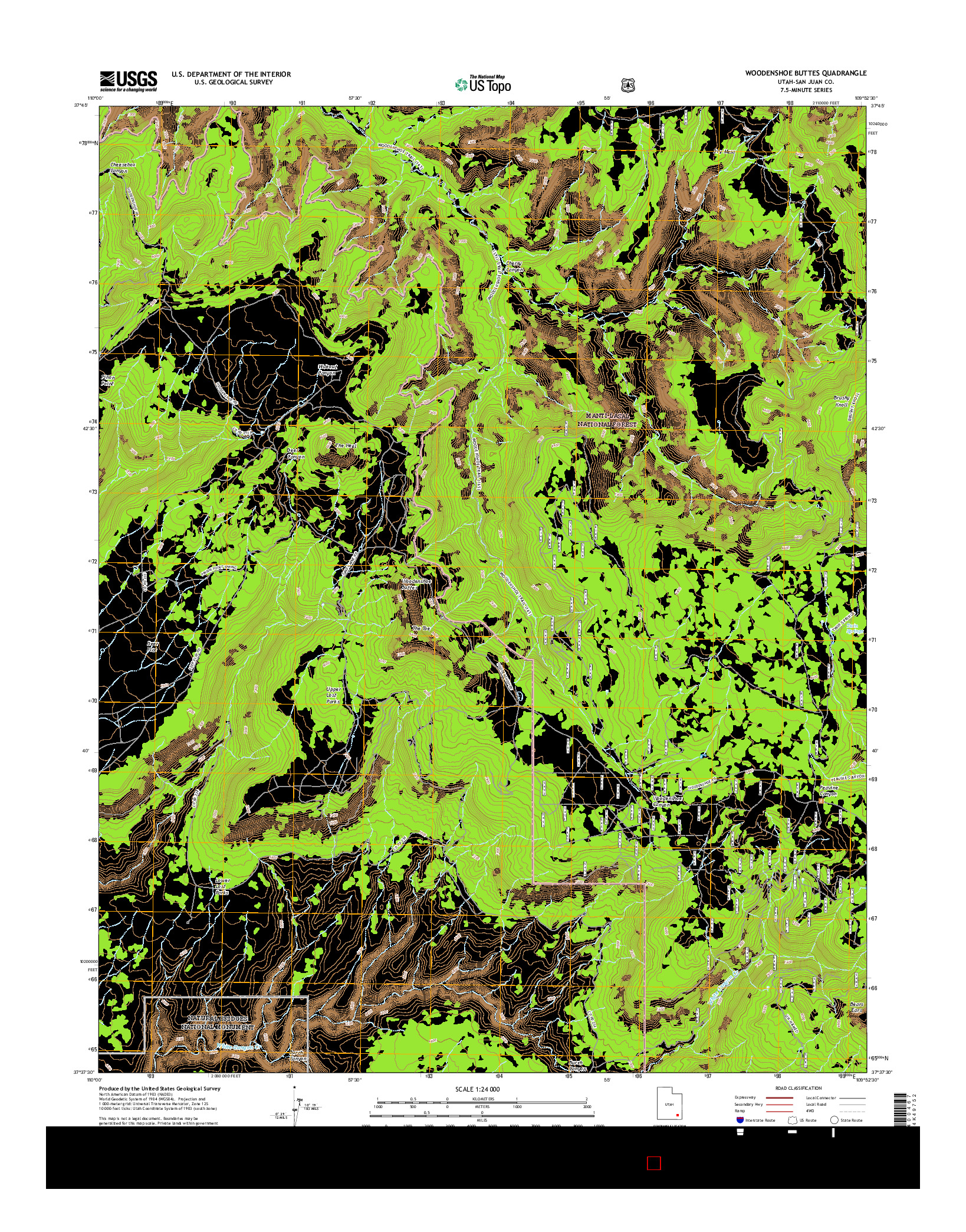 USGS US TOPO 7.5-MINUTE MAP FOR WOODENSHOE BUTTES, UT 2017