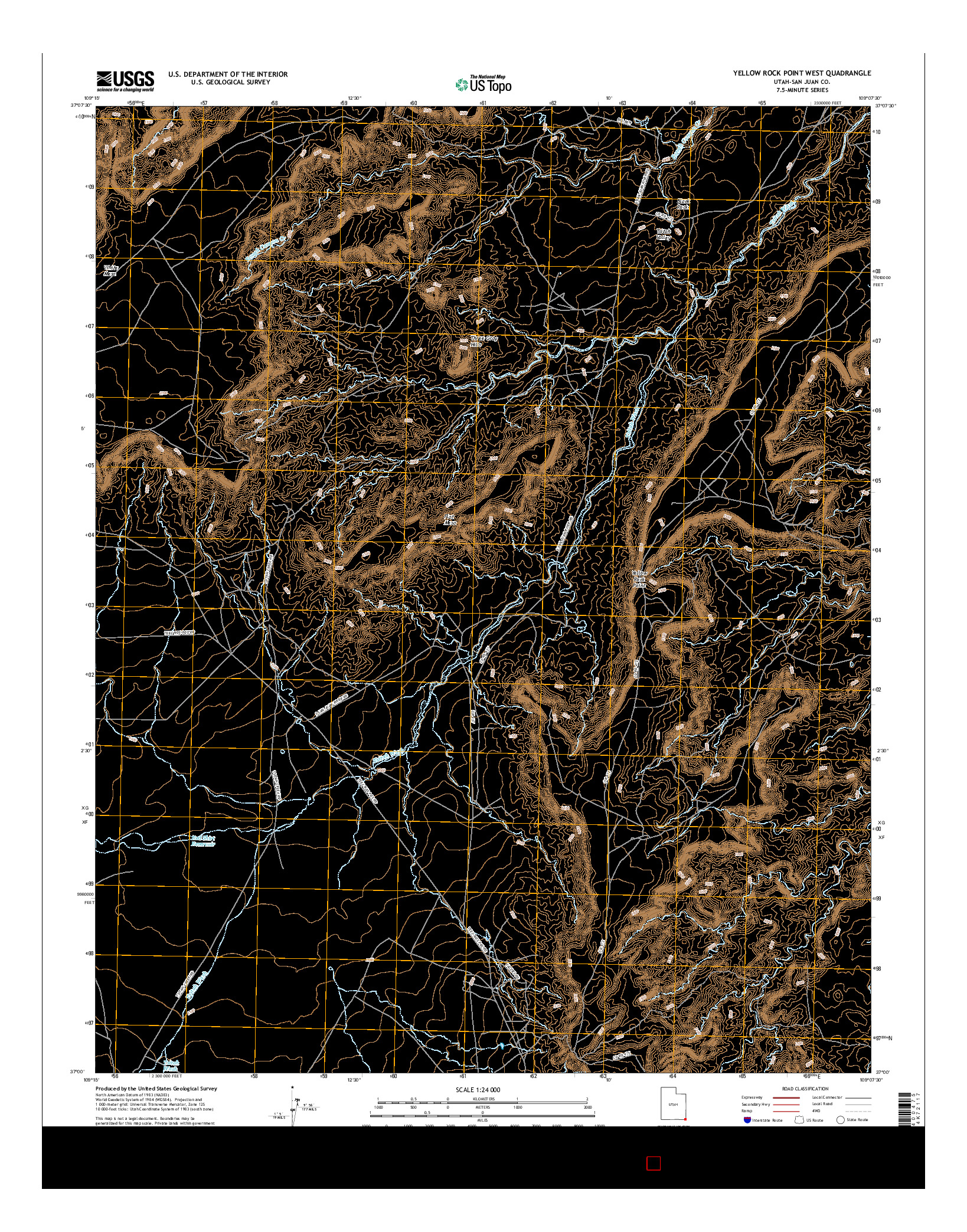 USGS US TOPO 7.5-MINUTE MAP FOR YELLOW ROCK POINT WEST, UT 2017