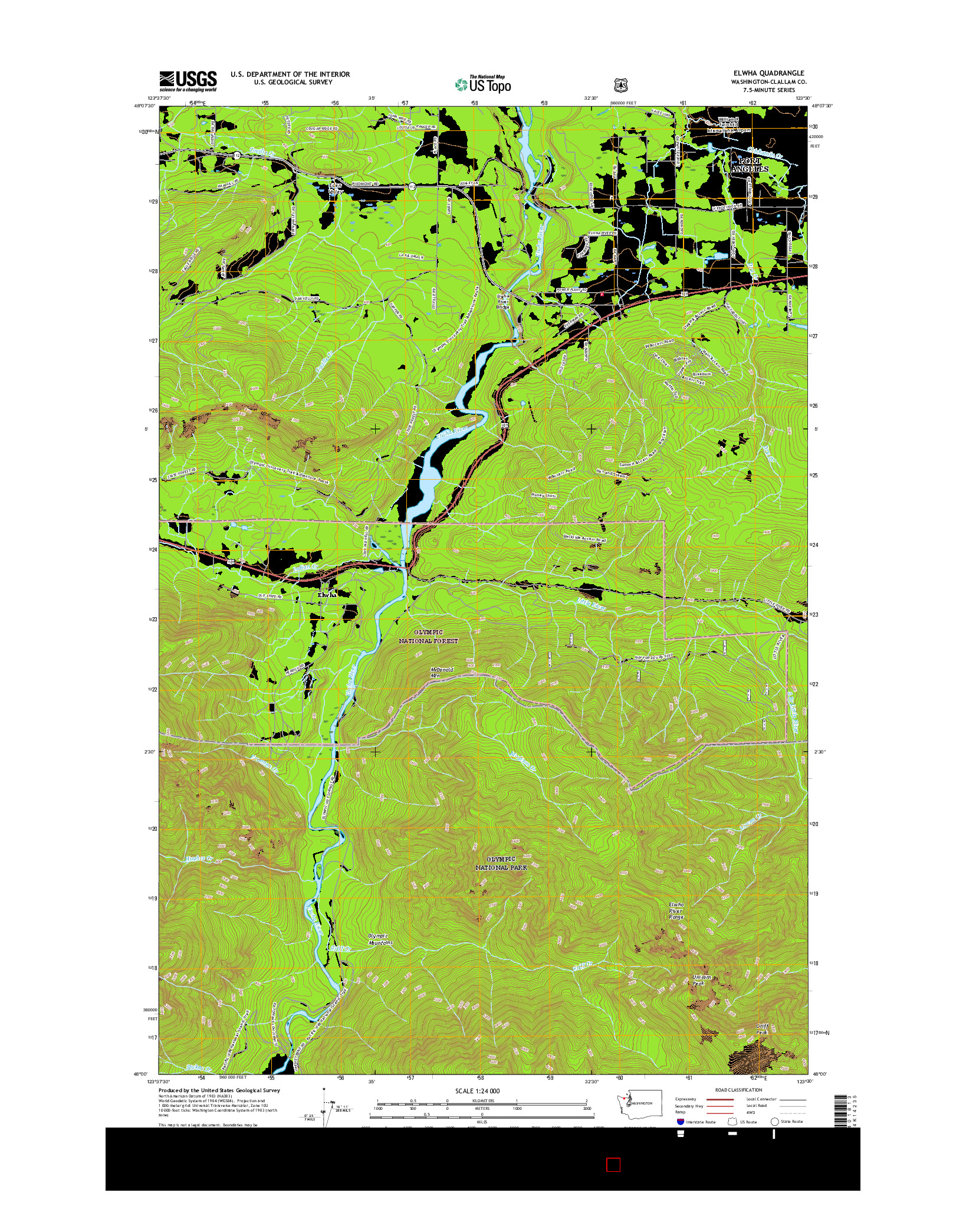 USGS US TOPO 7.5-MINUTE MAP FOR ELWHA, WA 2017