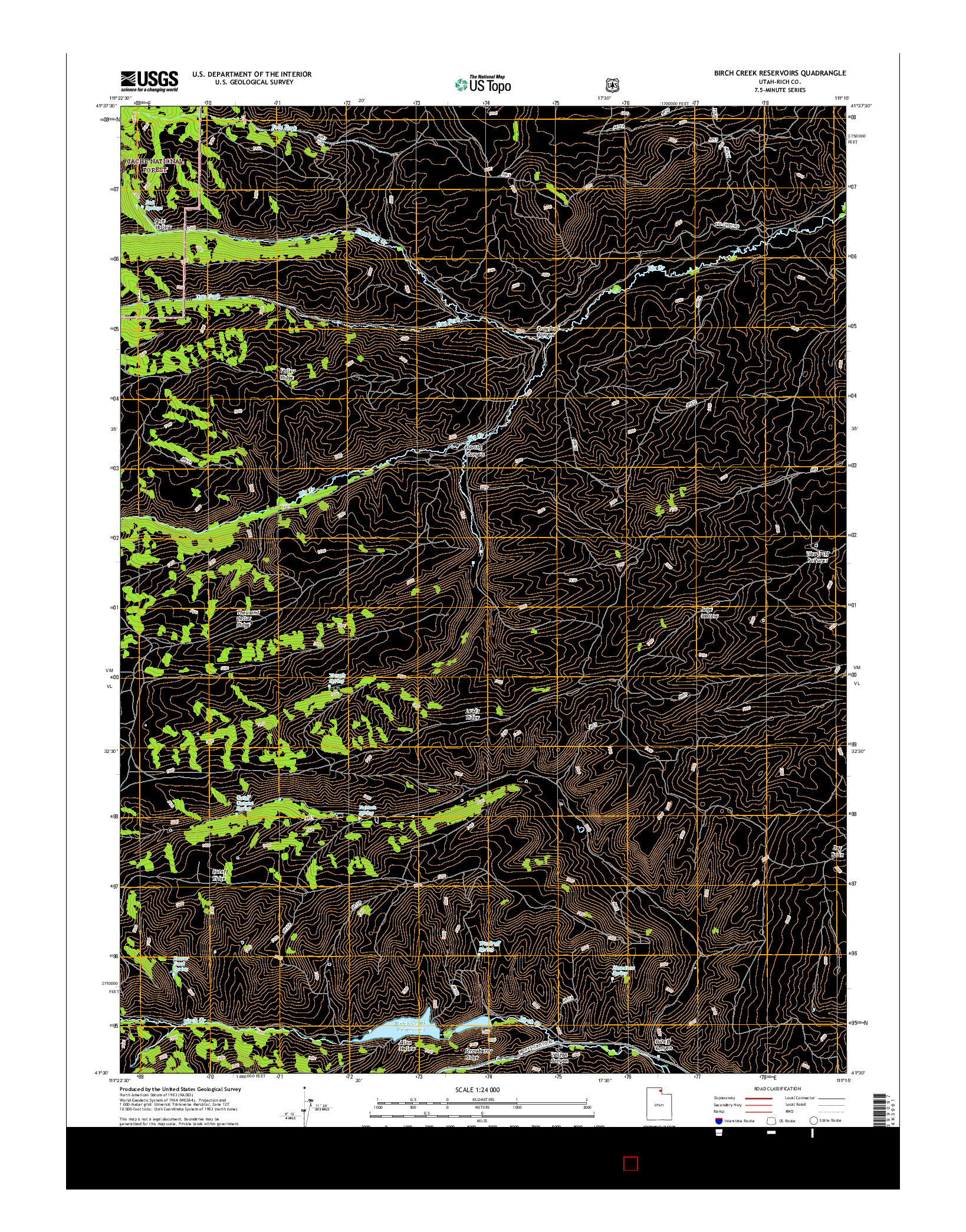 USGS US TOPO 7.5-MINUTE MAP FOR BIRCH CREEK RESERVOIRS, UT 2017