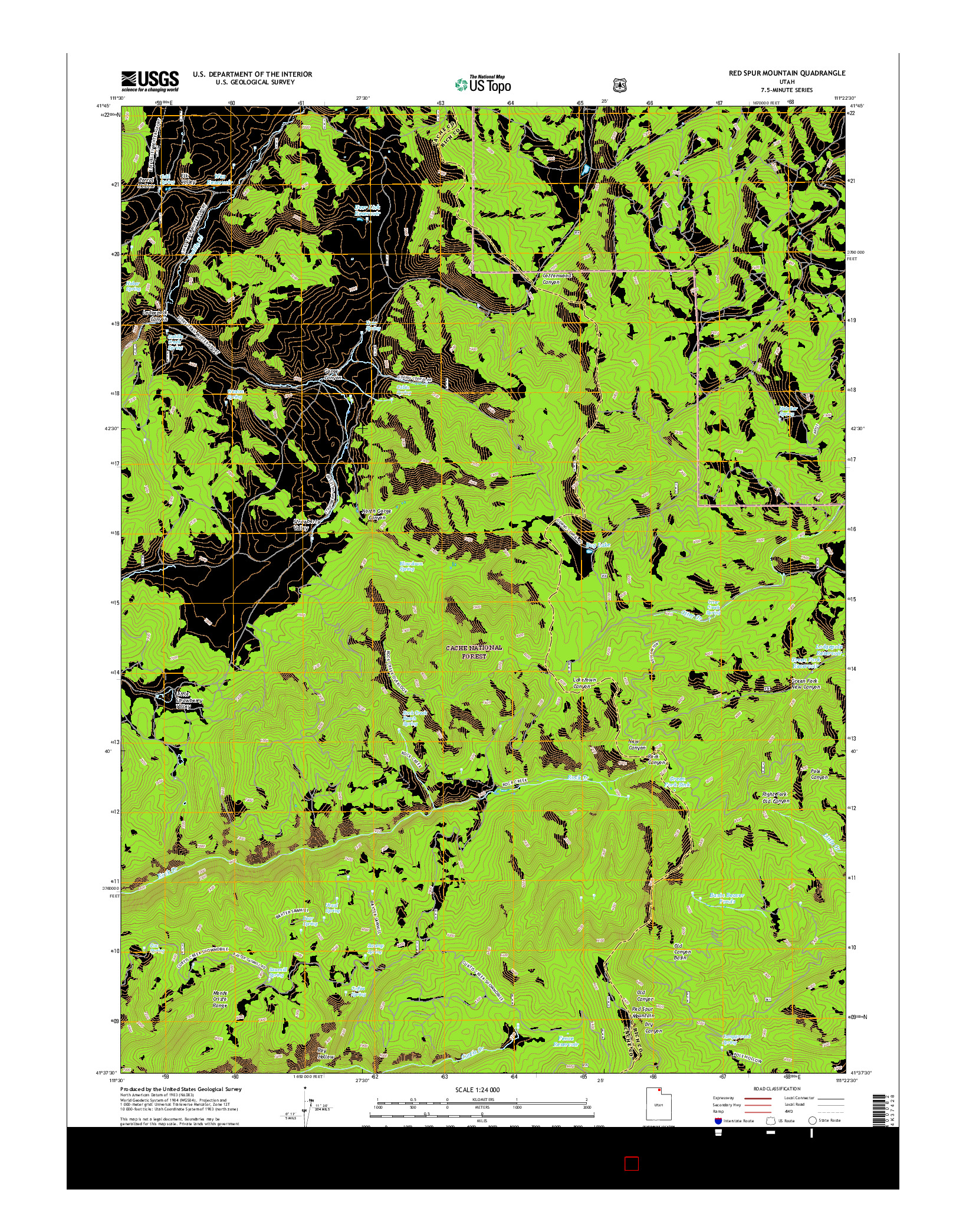 USGS US TOPO 7.5-MINUTE MAP FOR RED SPUR MOUNTAIN, UT 2017