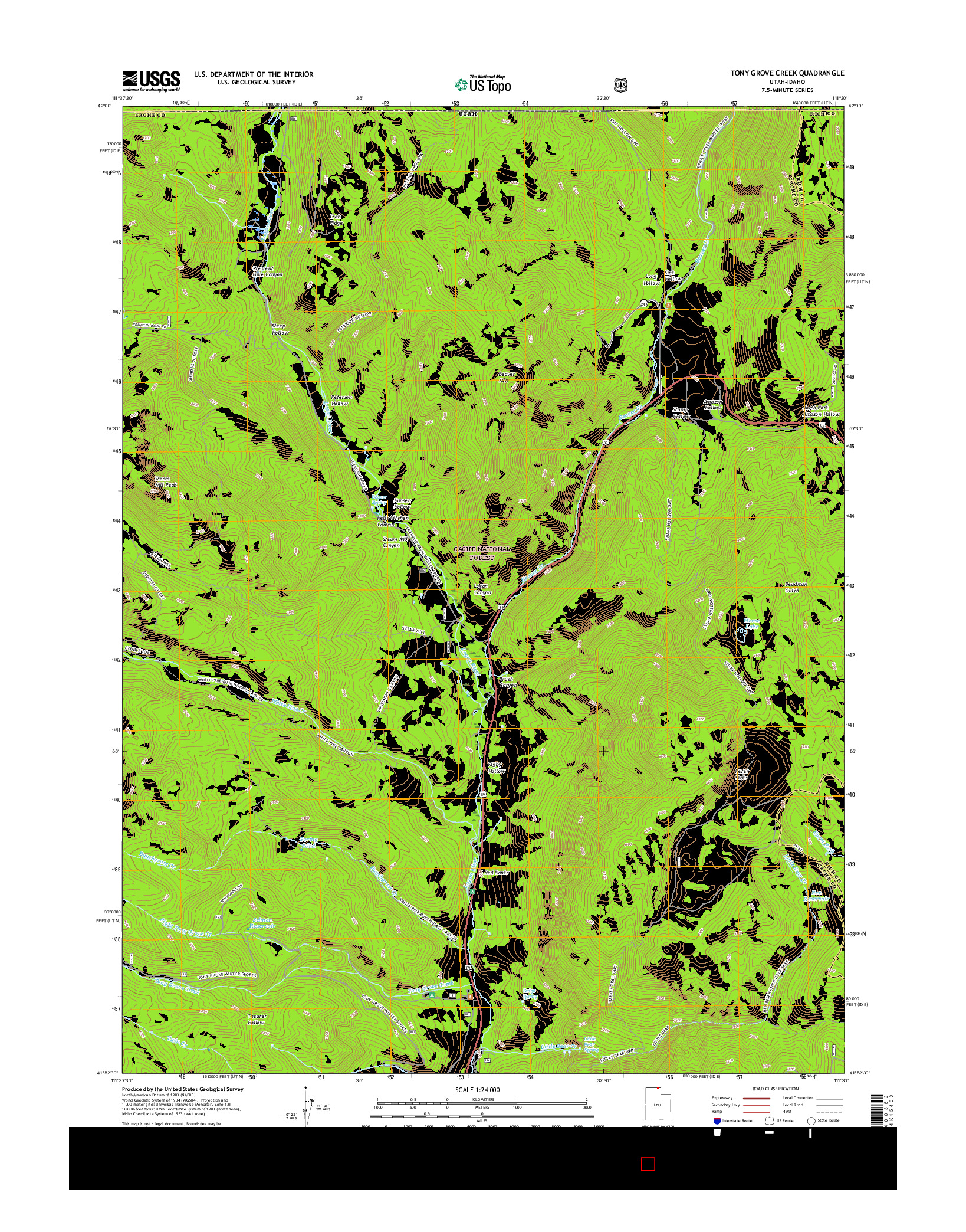 USGS US TOPO 7.5-MINUTE MAP FOR TONY GROVE CREEK, UT-ID 2017