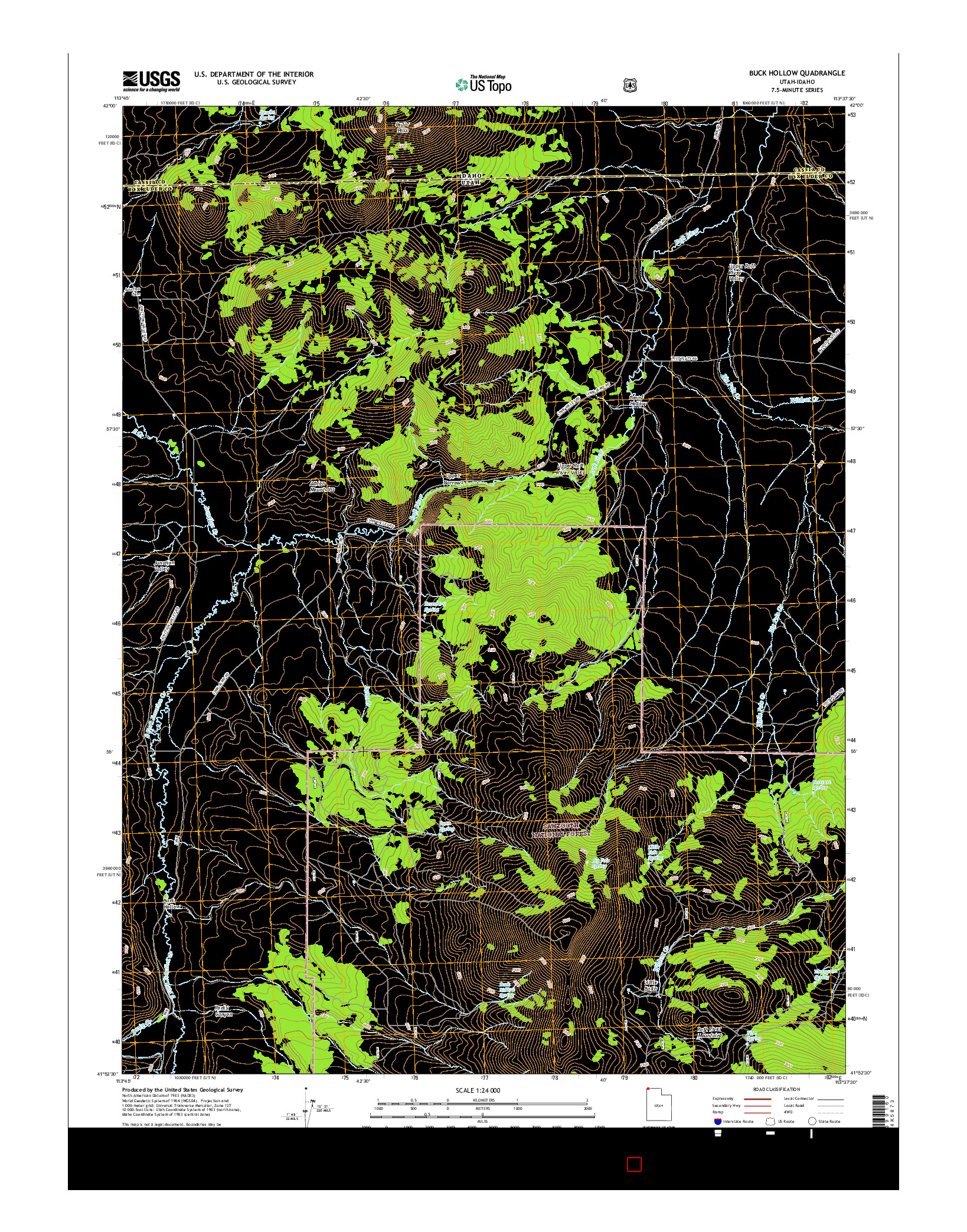 USGS US TOPO 7.5-MINUTE MAP FOR BUCK HOLLOW, UT-ID 2017