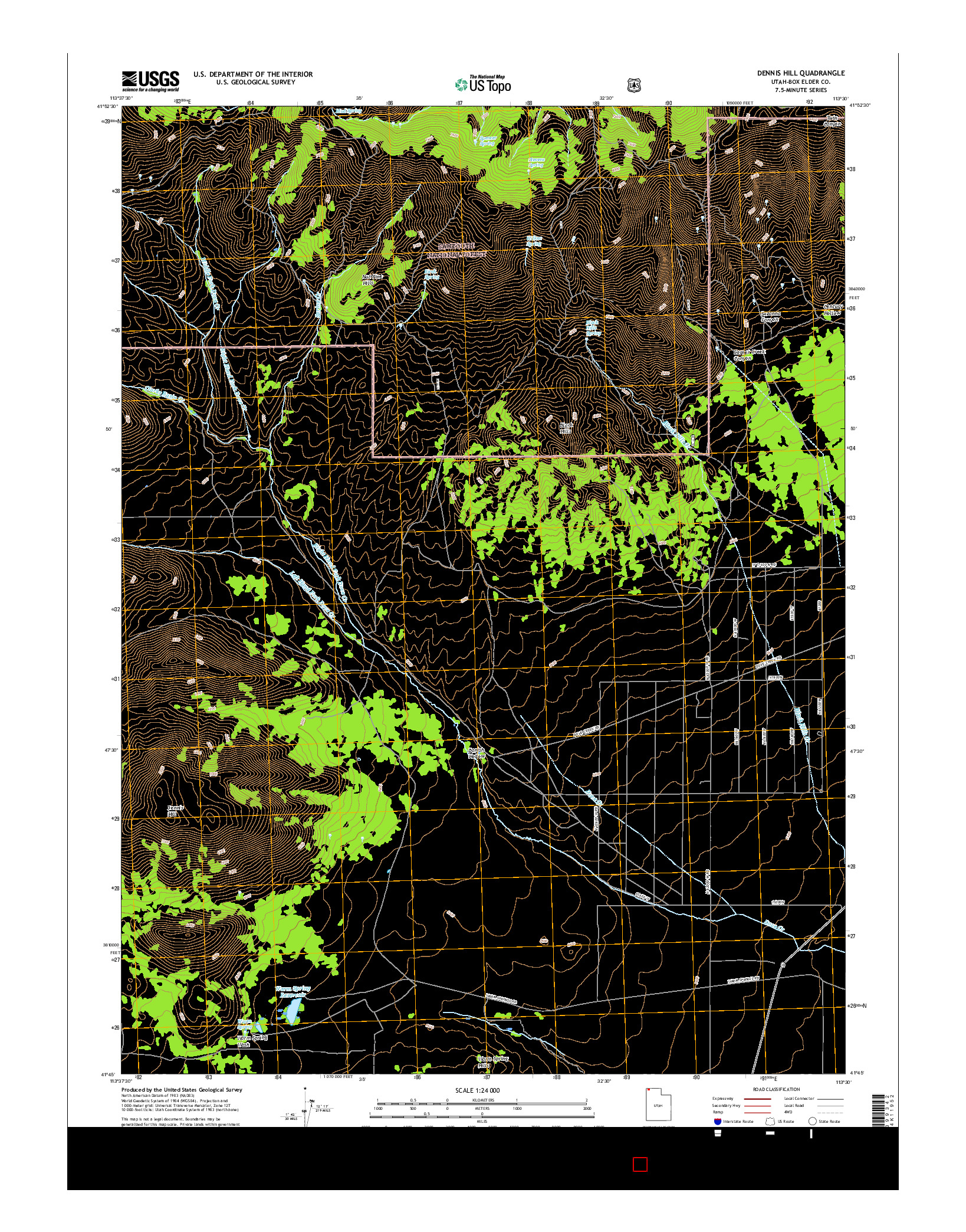 USGS US TOPO 7.5-MINUTE MAP FOR DENNIS HILL, UT 2017