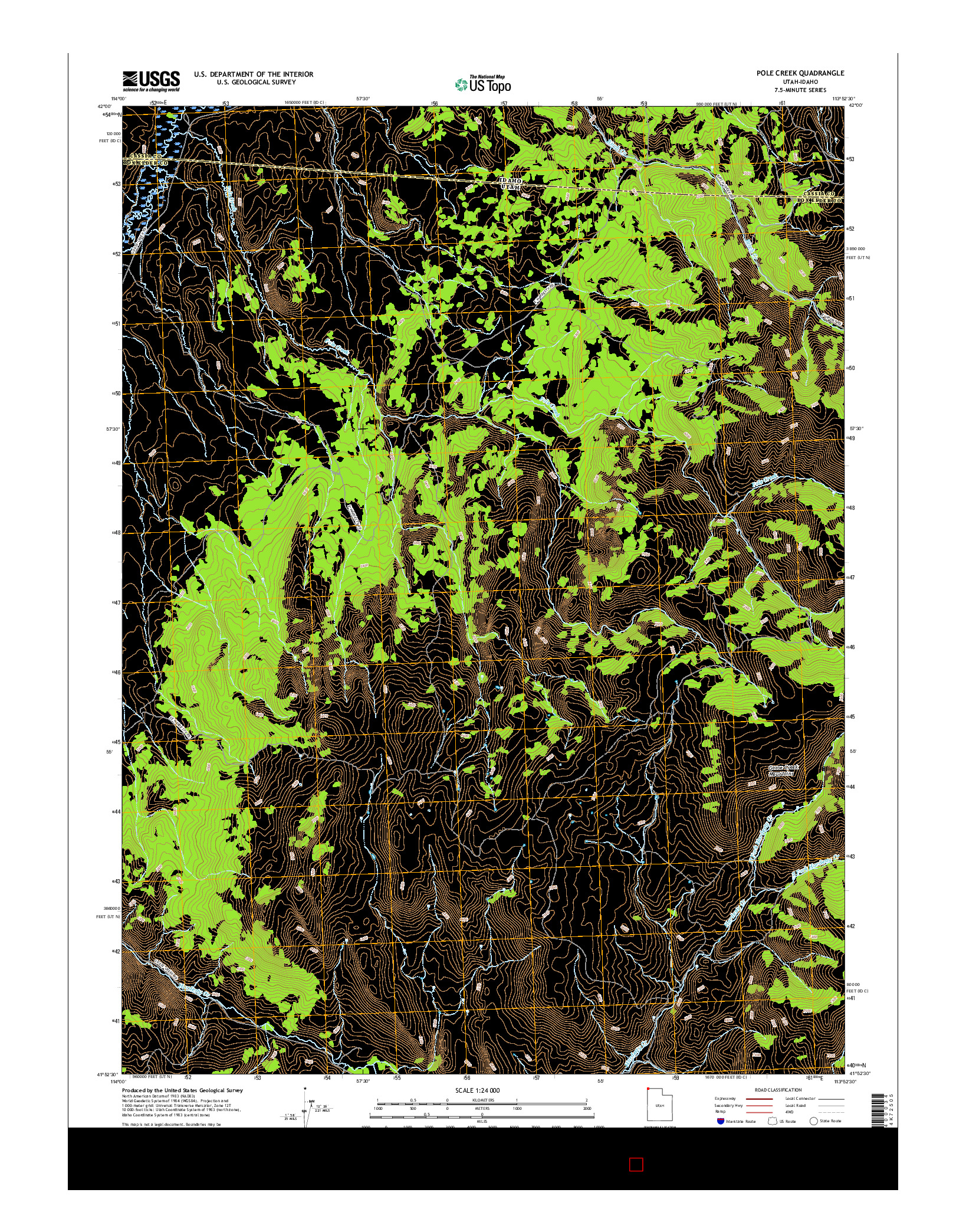 USGS US TOPO 7.5-MINUTE MAP FOR POLE CREEK, UT-ID 2017