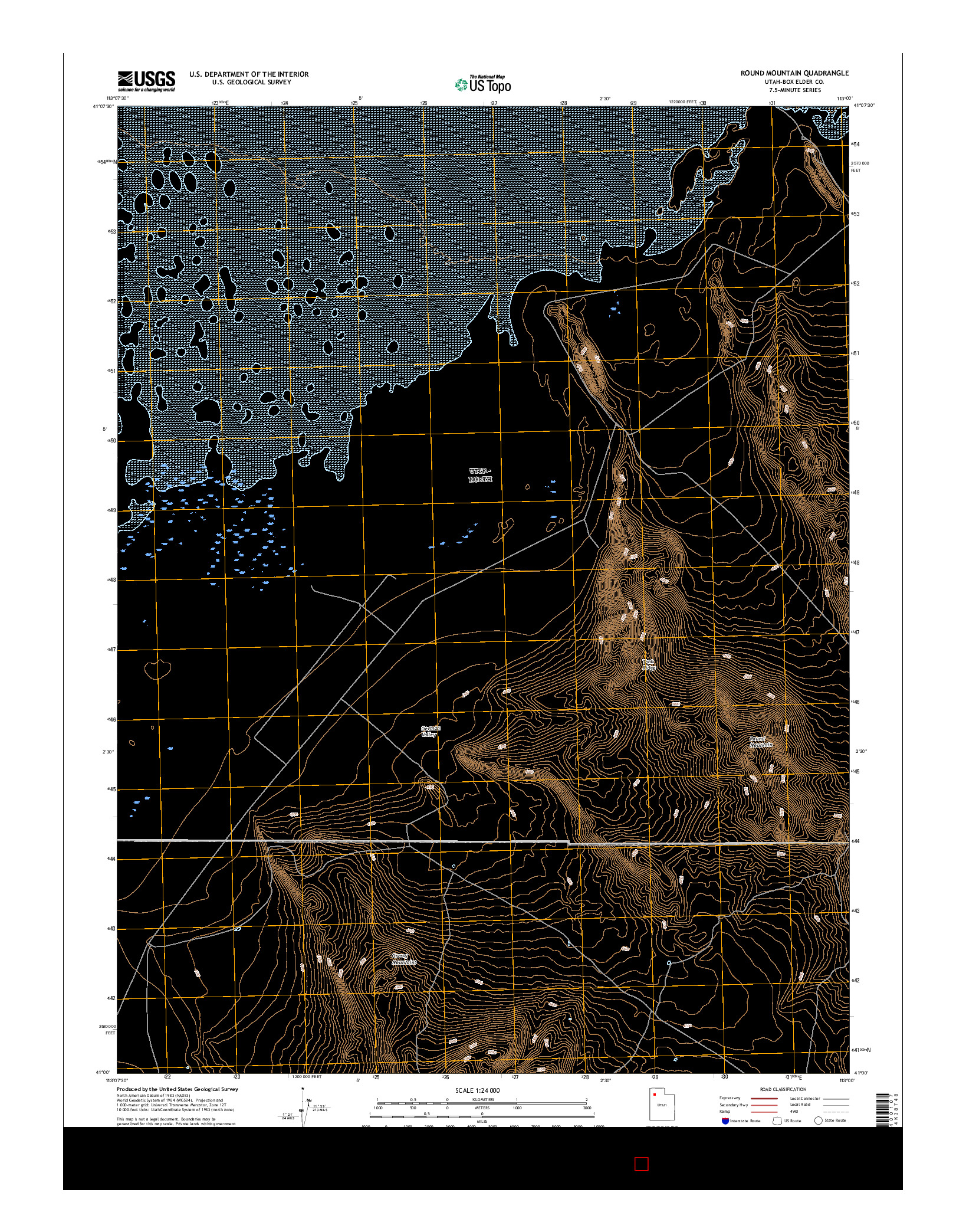 USGS US TOPO 7.5-MINUTE MAP FOR ROUND MOUNTAIN, UT 2017