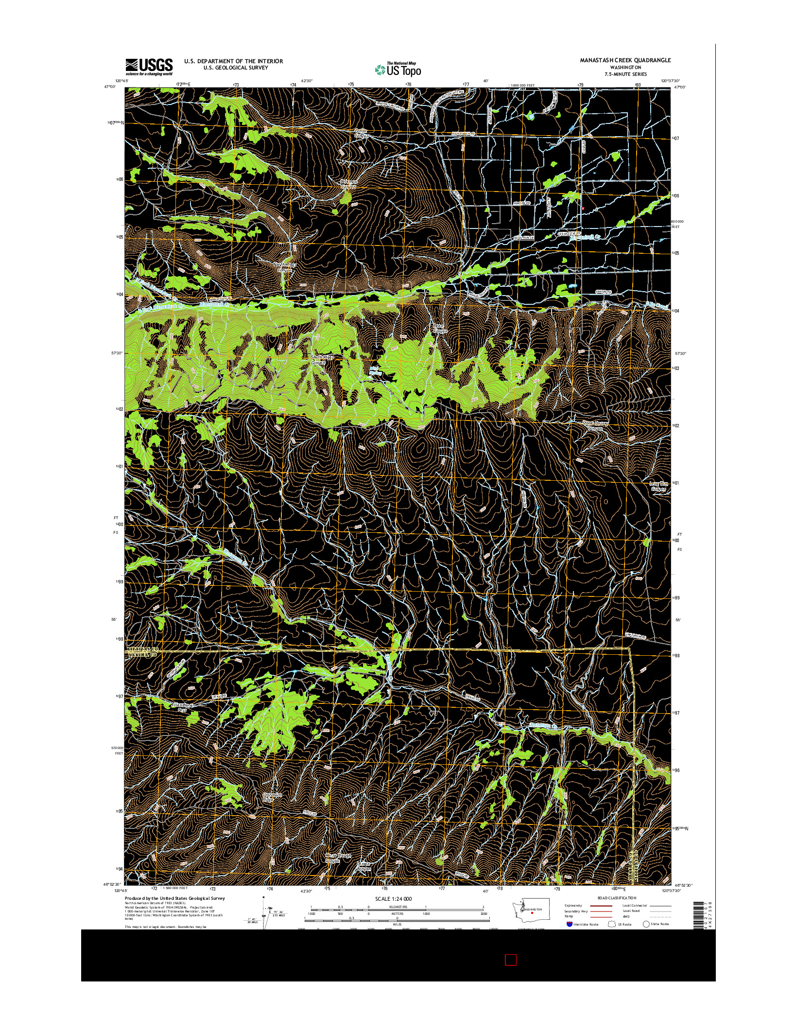 USGS US TOPO 7.5-MINUTE MAP FOR MANASTASH CREEK, WA 2017