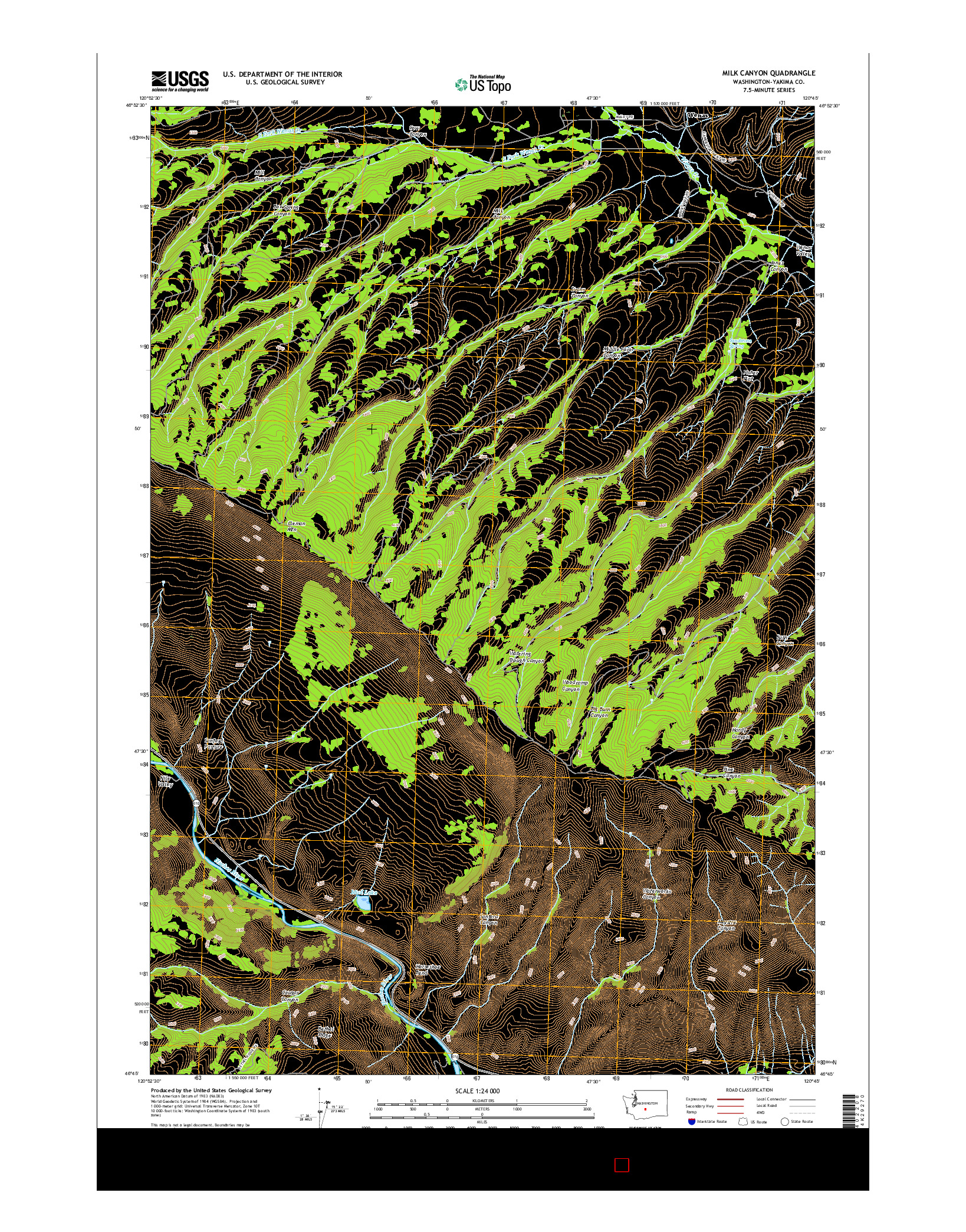 USGS US TOPO 7.5-MINUTE MAP FOR MILK CANYON, WA 2017