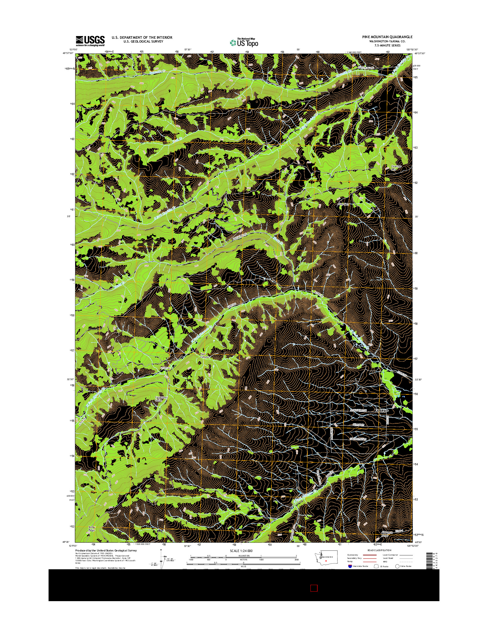 USGS US TOPO 7.5-MINUTE MAP FOR PINE MOUNTAIN, WA 2017