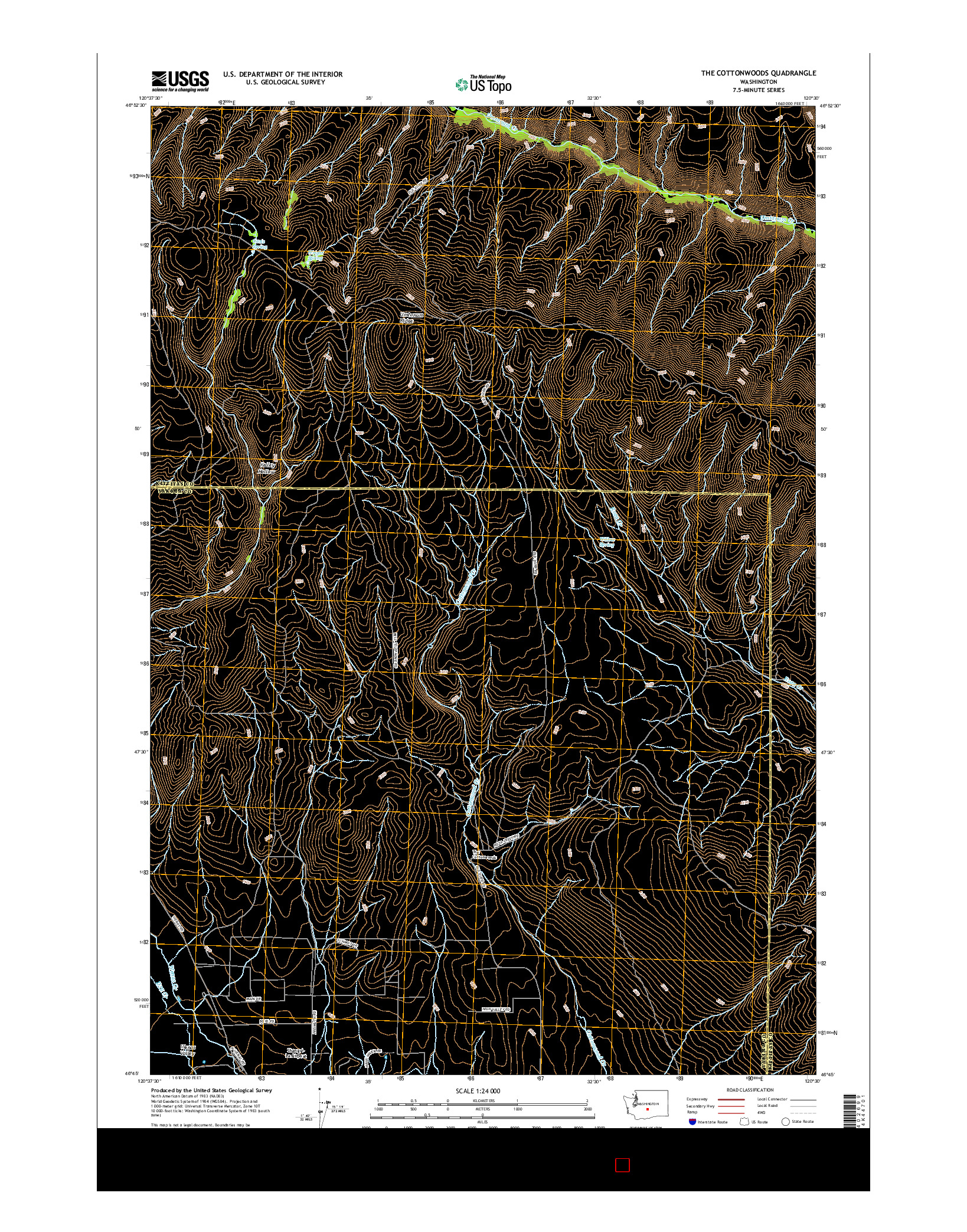 USGS US TOPO 7.5-MINUTE MAP FOR THE COTTONWOODS, WA 2017