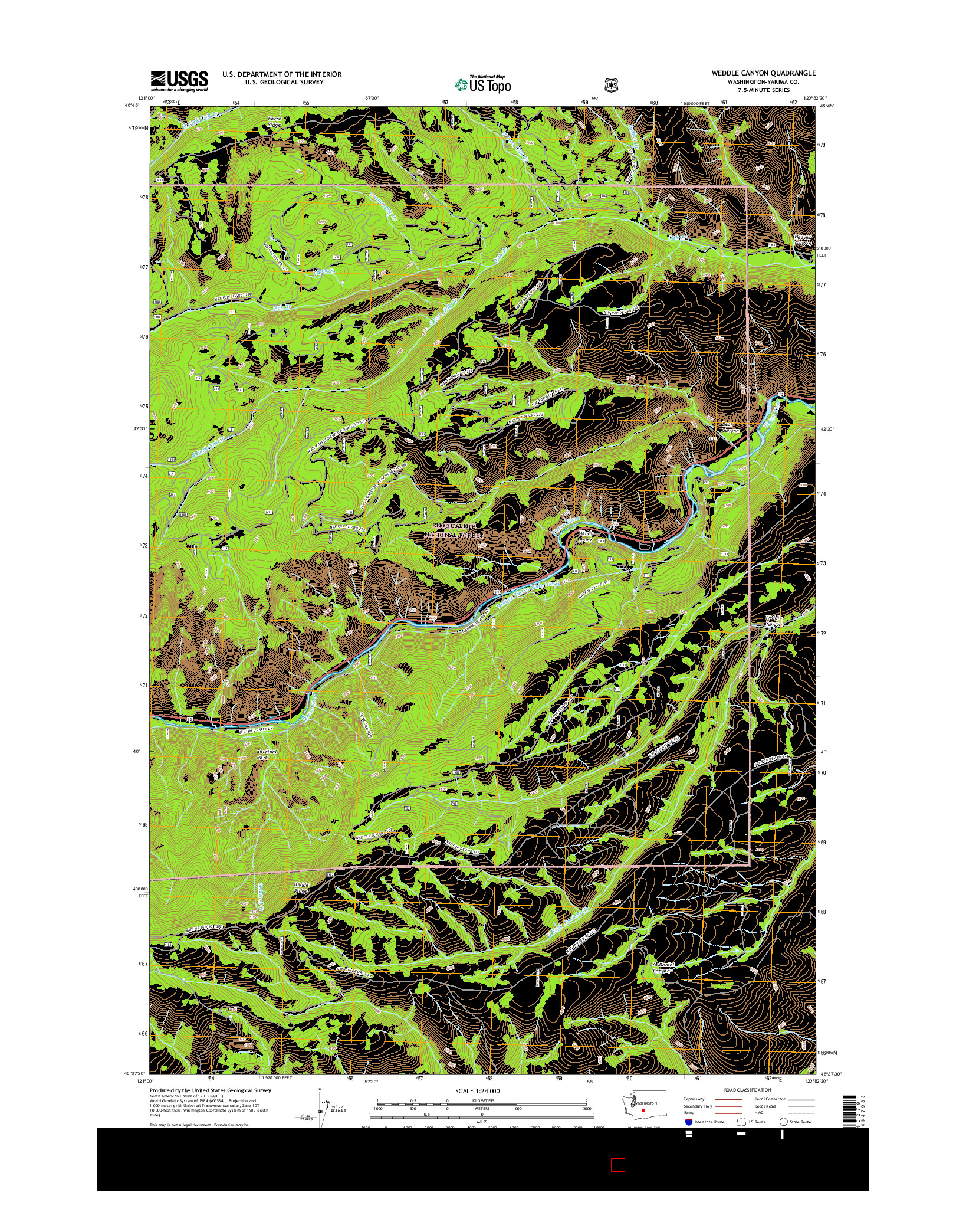 USGS US TOPO 7.5-MINUTE MAP FOR WEDDLE CANYON, WA 2017