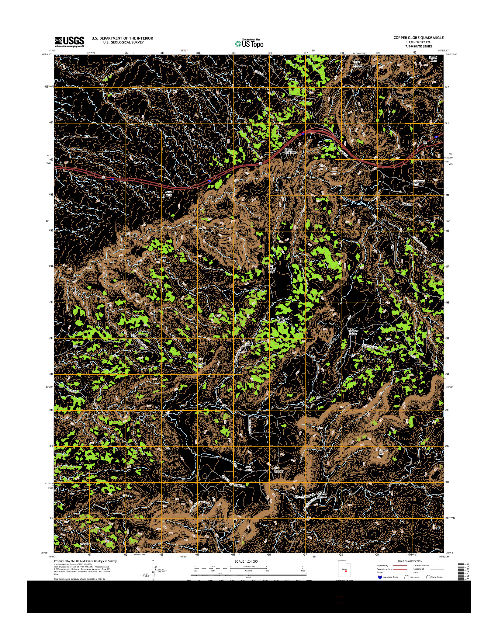 USGS US TOPO 7.5-MINUTE MAP FOR COPPER GLOBE, UT 2017