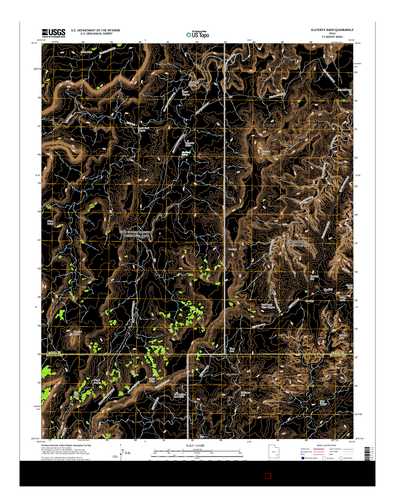 USGS US TOPO 7.5-MINUTE MAP FOR ELATERITE BASIN, UT 2017