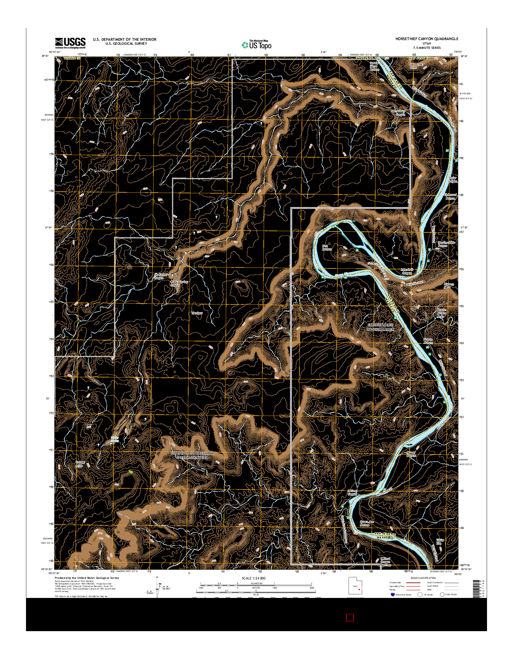 USGS US TOPO 7.5-MINUTE MAP FOR HORSETHIEF CANYON, UT 2017