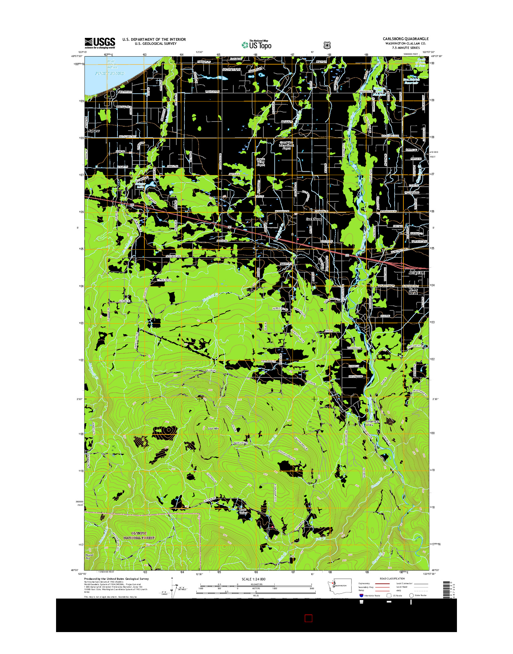 USGS US TOPO 7.5-MINUTE MAP FOR CARLSBORG, WA 2017