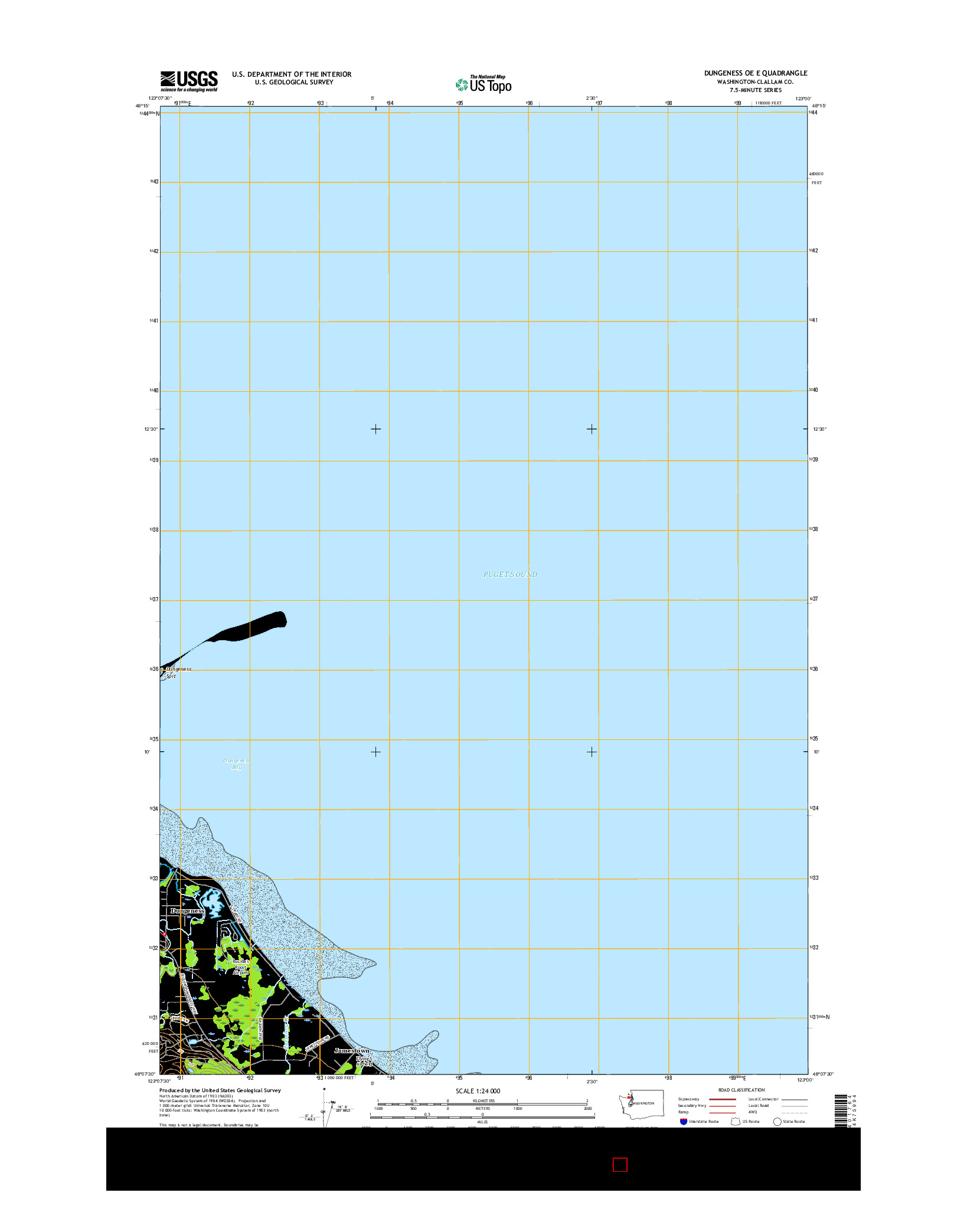 USGS US TOPO 7.5-MINUTE MAP FOR DUNGENESS OE E, WA 2017