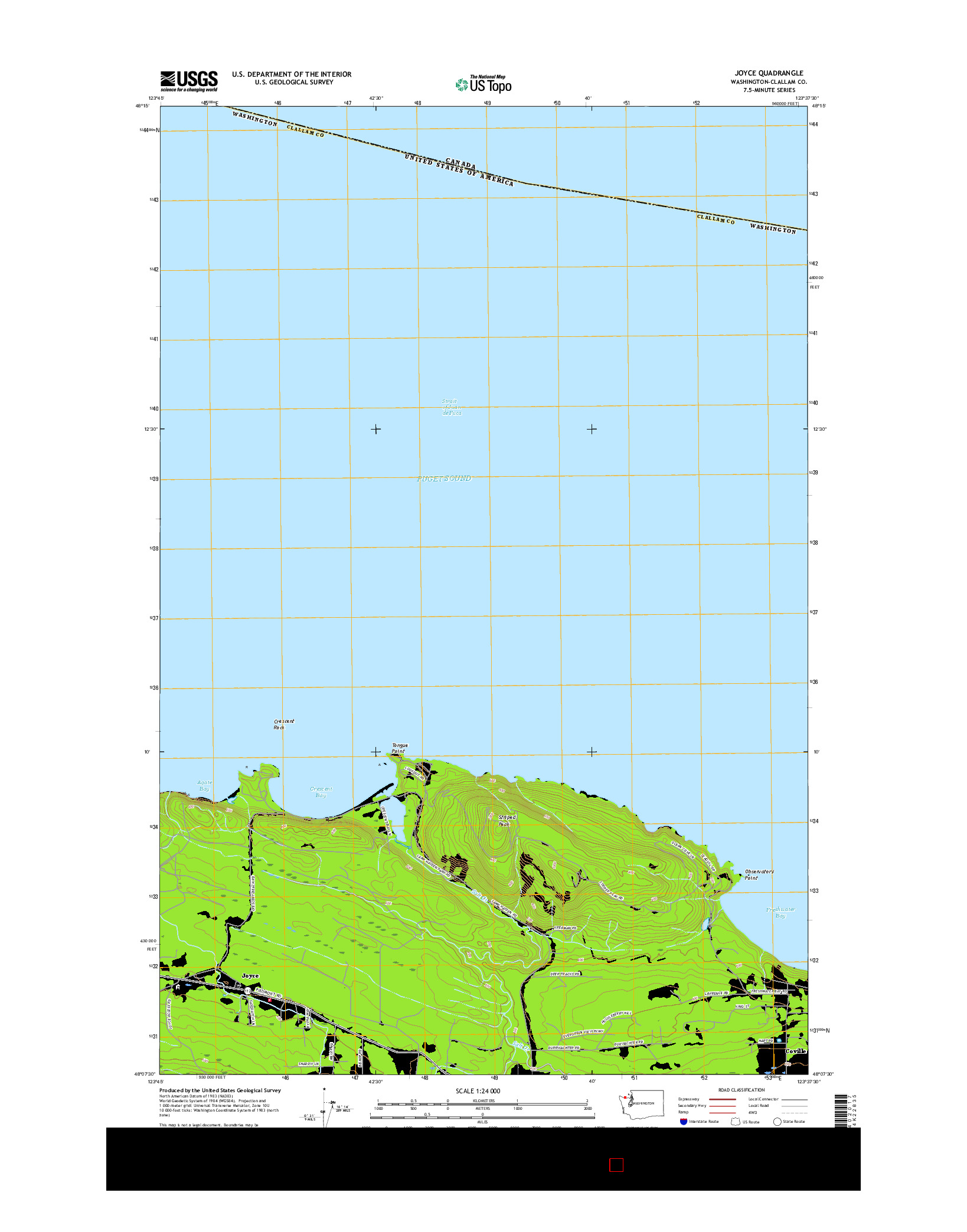 USGS US TOPO 7.5-MINUTE MAP FOR JOYCE, WA 2017