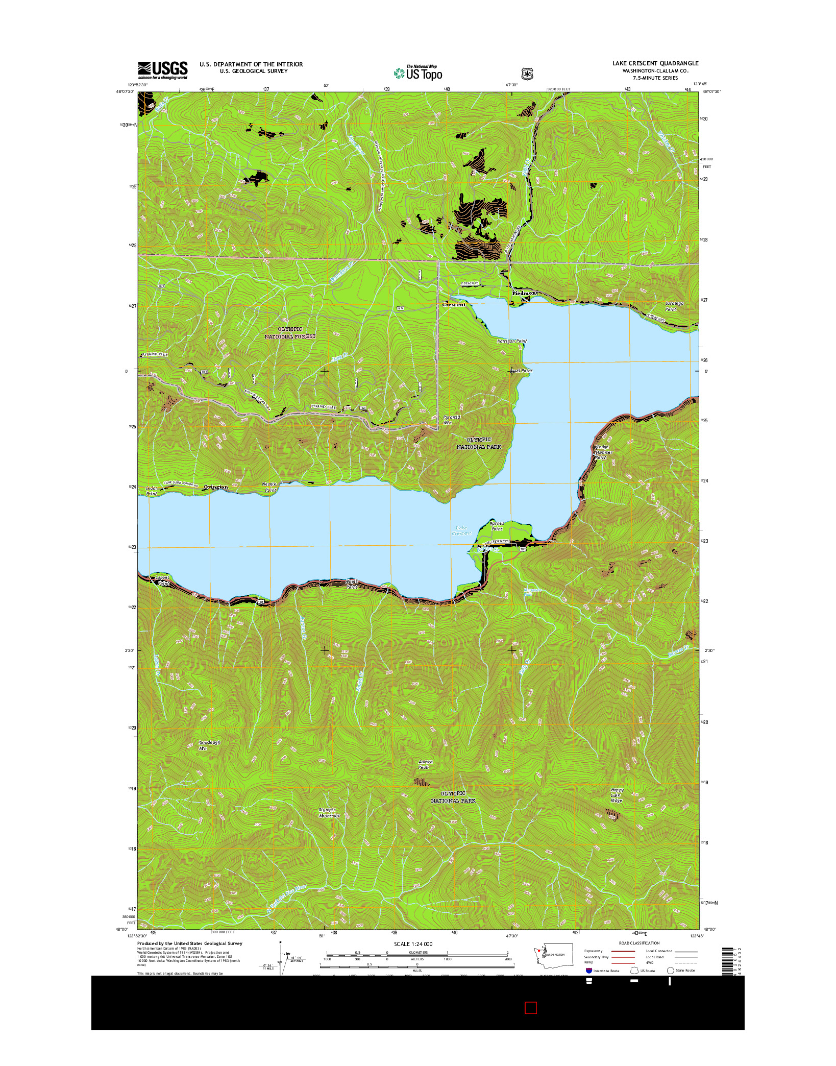 USGS US TOPO 7.5-MINUTE MAP FOR LAKE CRESCENT, WA 2017
