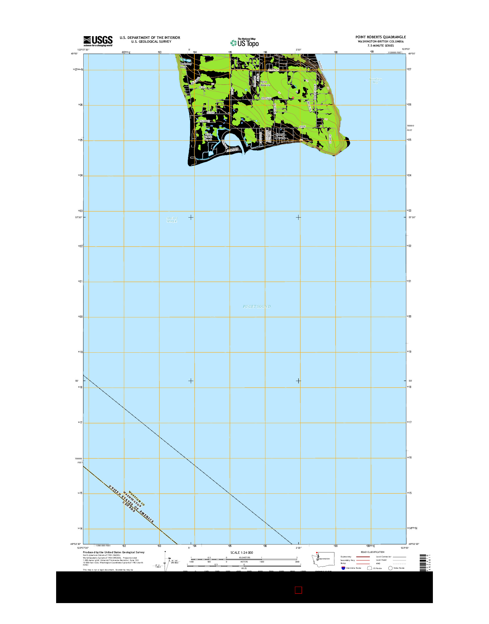 USGS US TOPO 7.5-MINUTE MAP FOR POINT ROBERTS, WA-BC 2017