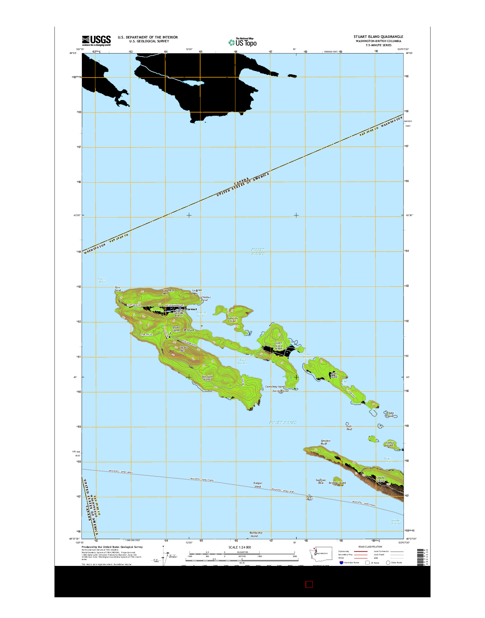 USGS US TOPO 7.5-MINUTE MAP FOR STUART ISLAND, WA-BC 2017