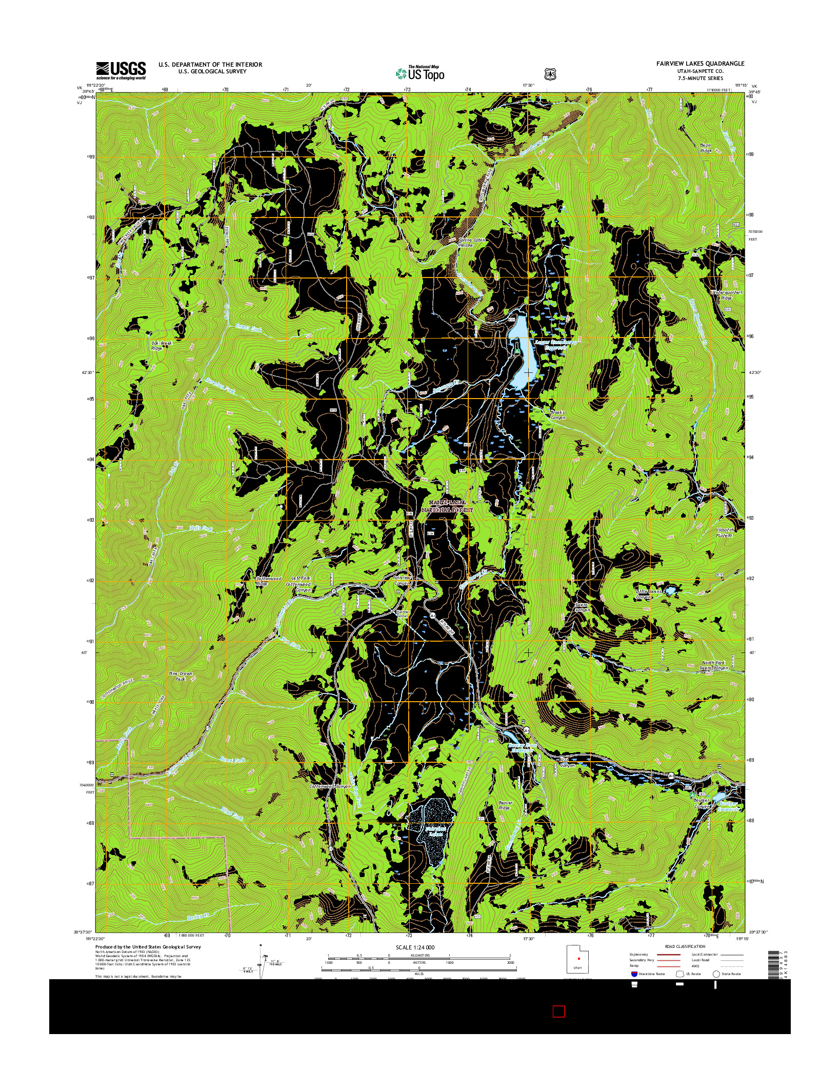 USGS US TOPO 7.5-MINUTE MAP FOR FAIRVIEW LAKES, UT 2017