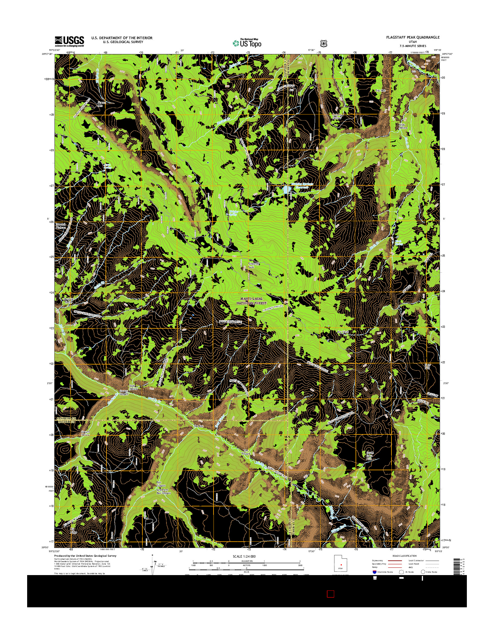 USGS US TOPO 7.5-MINUTE MAP FOR FLAGSTAFF PEAK, UT 2017