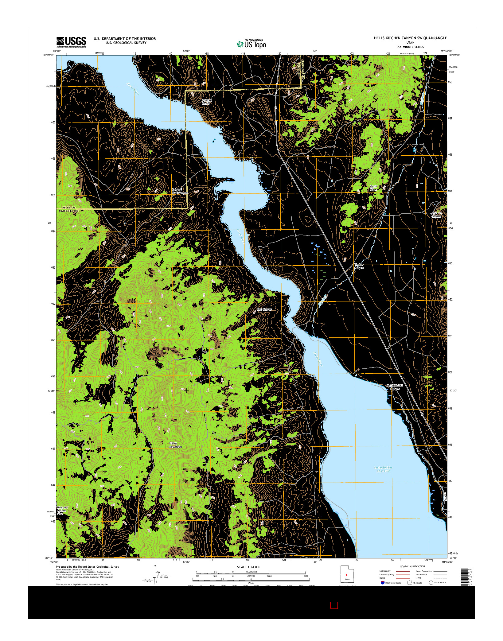 USGS US TOPO 7.5-MINUTE MAP FOR HELLS KITCHEN CANYON SW, UT 2017