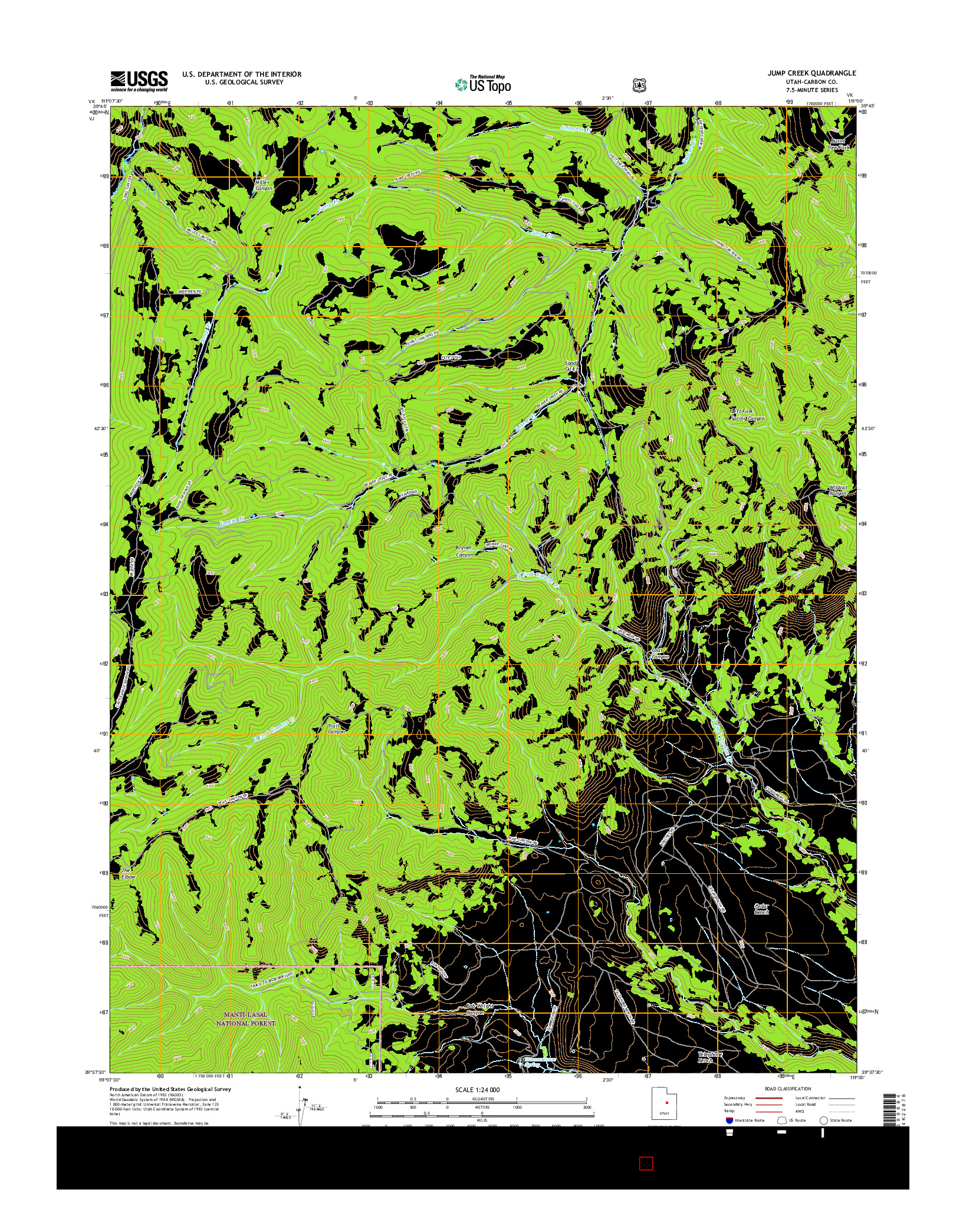 USGS US TOPO 7.5-MINUTE MAP FOR JUMP CREEK, UT 2017