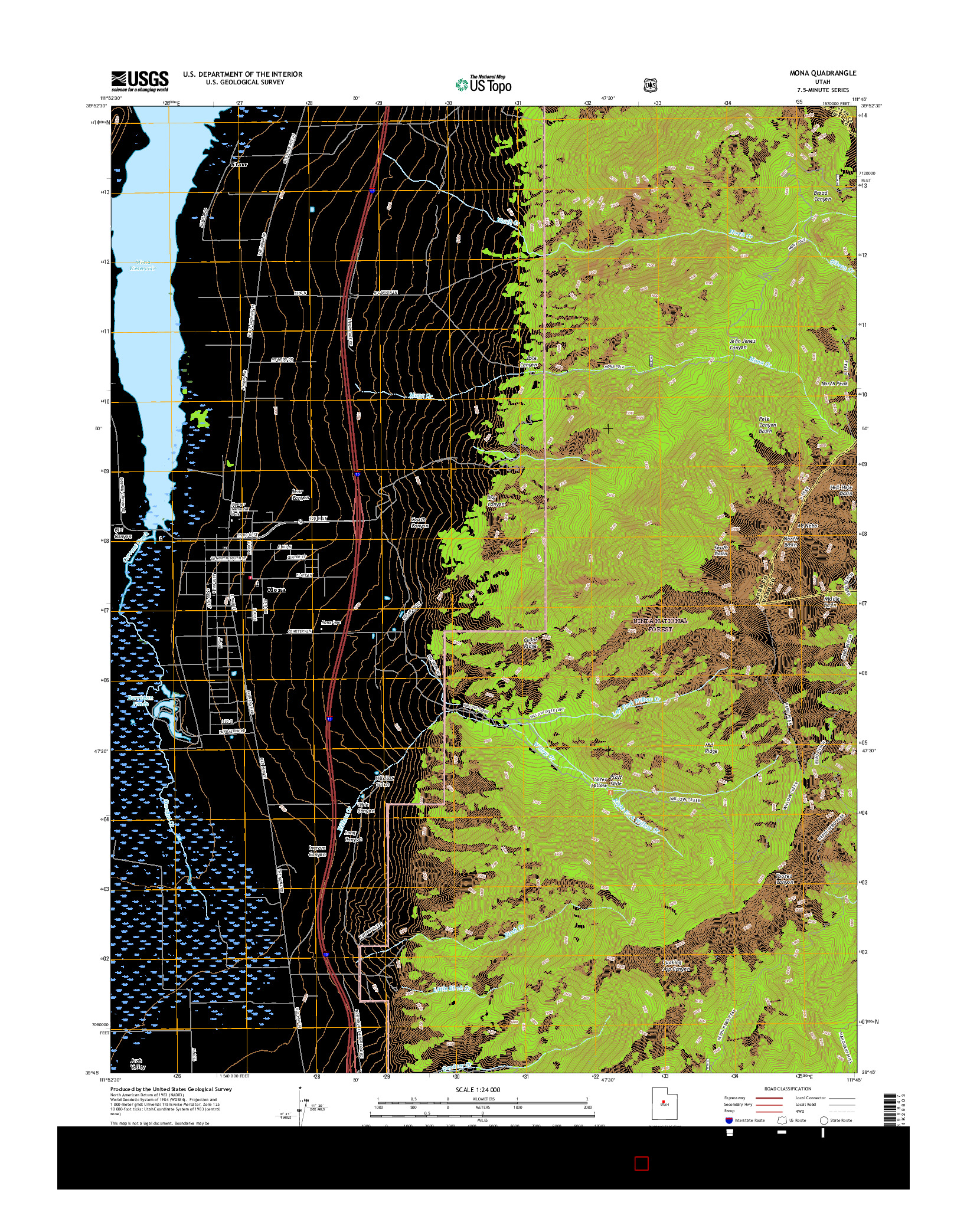 USGS US TOPO 7.5-MINUTE MAP FOR MONA, UT 2017