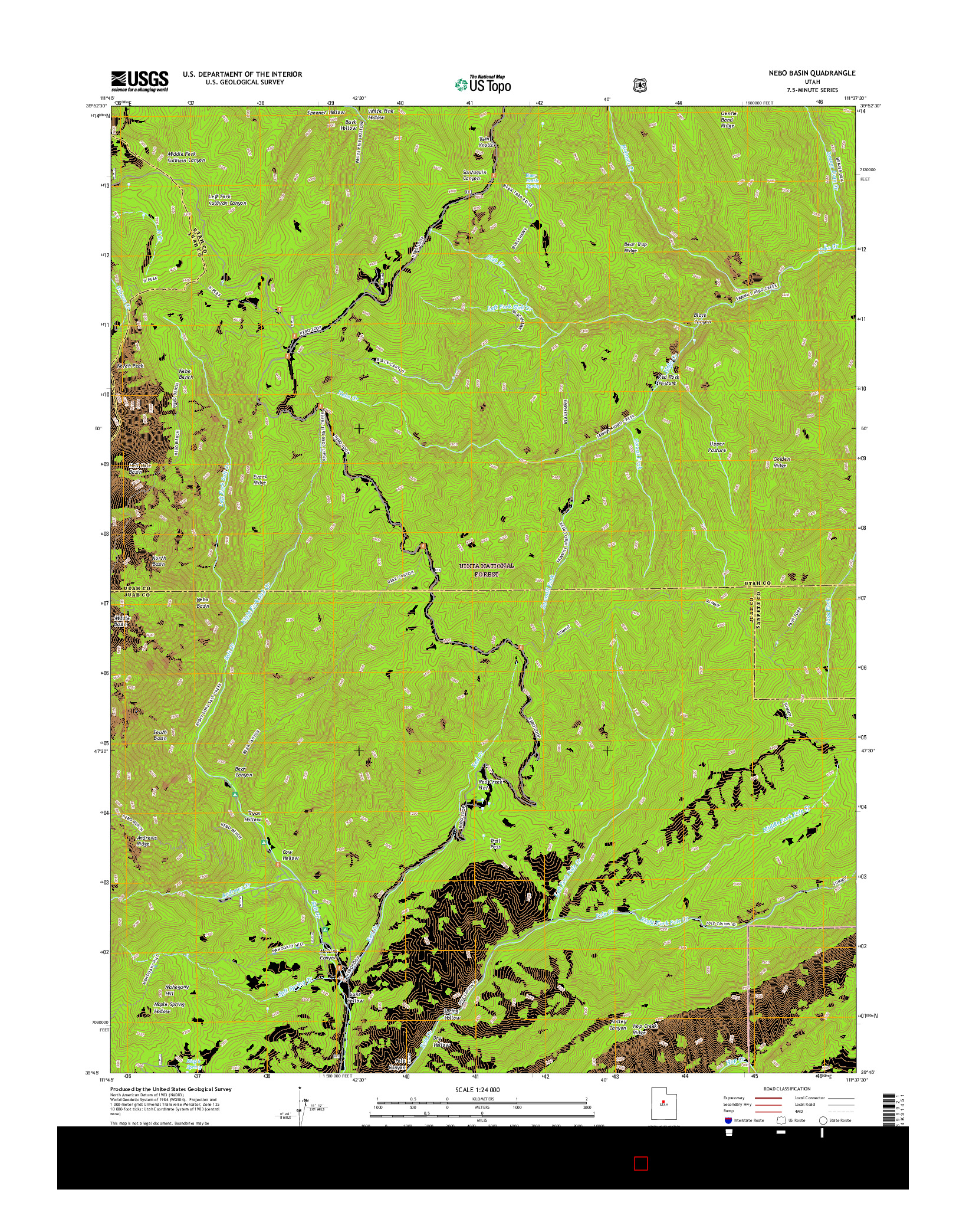 USGS US TOPO 7.5-MINUTE MAP FOR NEBO BASIN, UT 2017