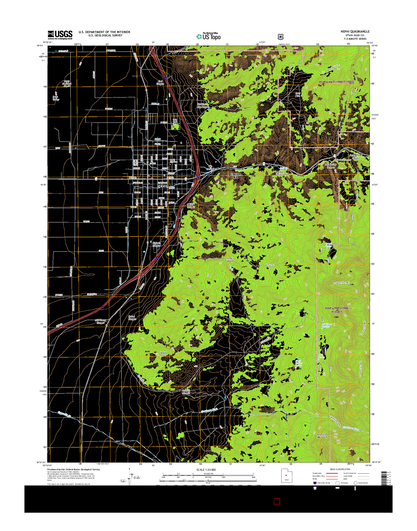 USGS US TOPO 7.5-MINUTE MAP FOR NEPHI, UT 2017