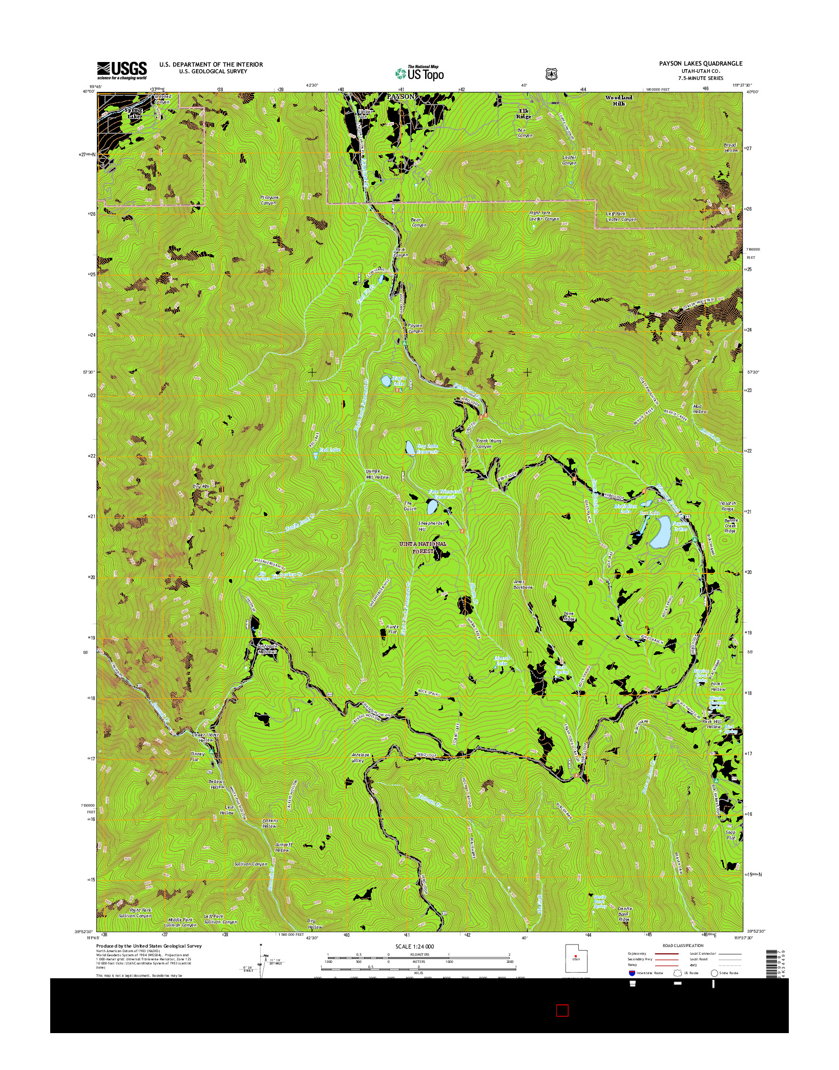 USGS US TOPO 7.5-MINUTE MAP FOR PAYSON LAKES, UT 2017