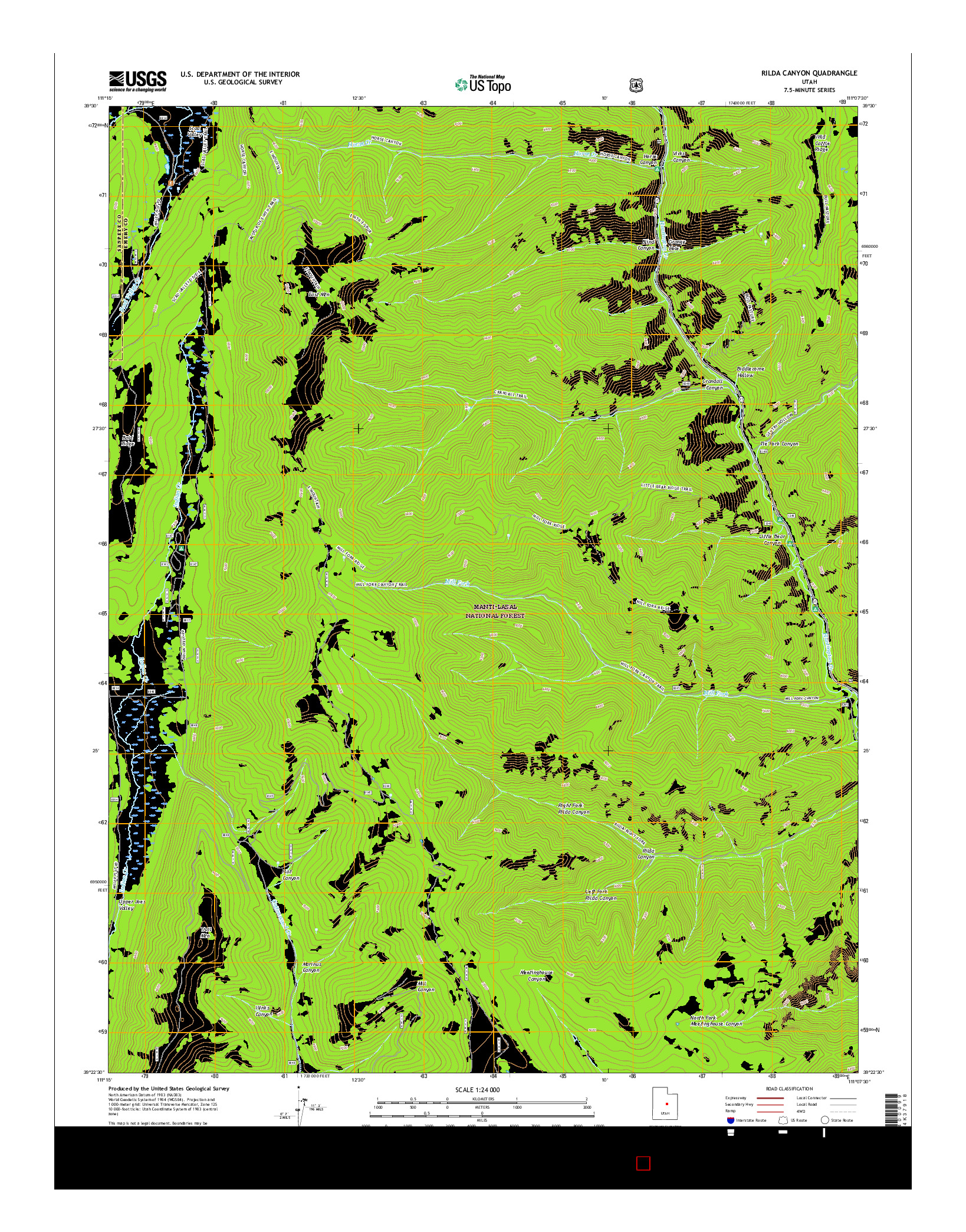 USGS US TOPO 7.5-MINUTE MAP FOR RILDA CANYON, UT 2017