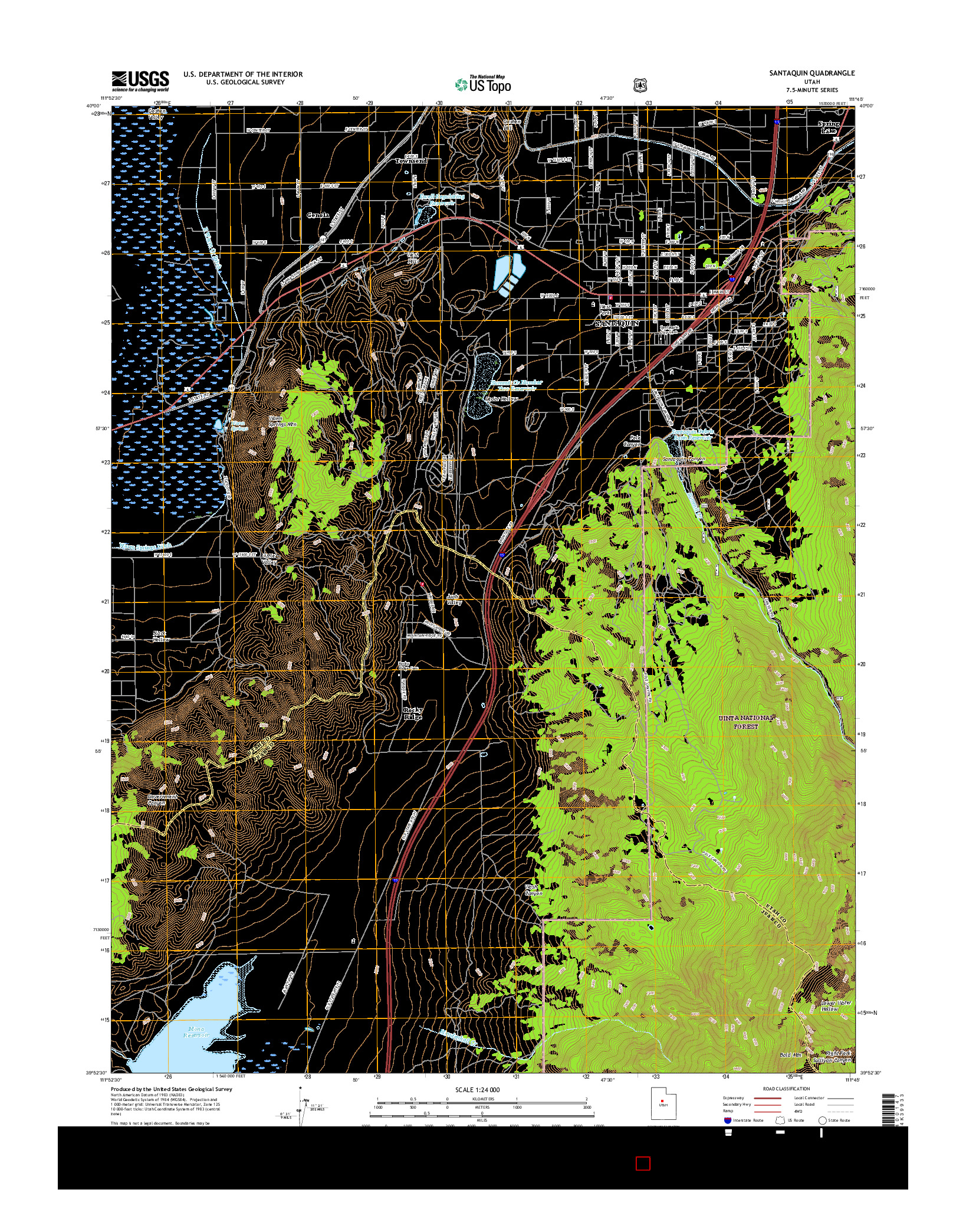 USGS US TOPO 7.5-MINUTE MAP FOR SANTAQUIN, UT 2017