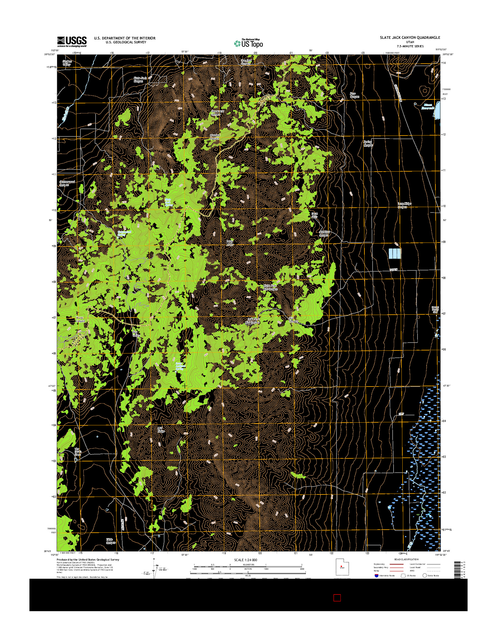 USGS US TOPO 7.5-MINUTE MAP FOR SLATE JACK CANYON, UT 2017