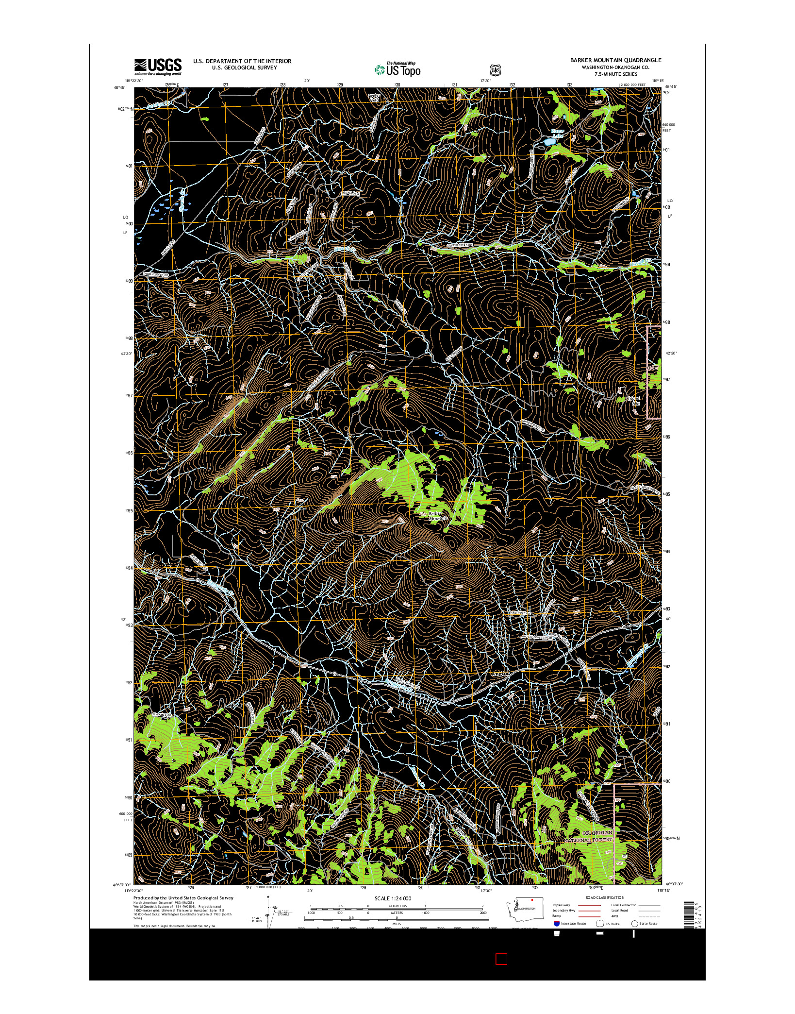 USGS US TOPO 7.5-MINUTE MAP FOR BARKER MOUNTAIN, WA 2017