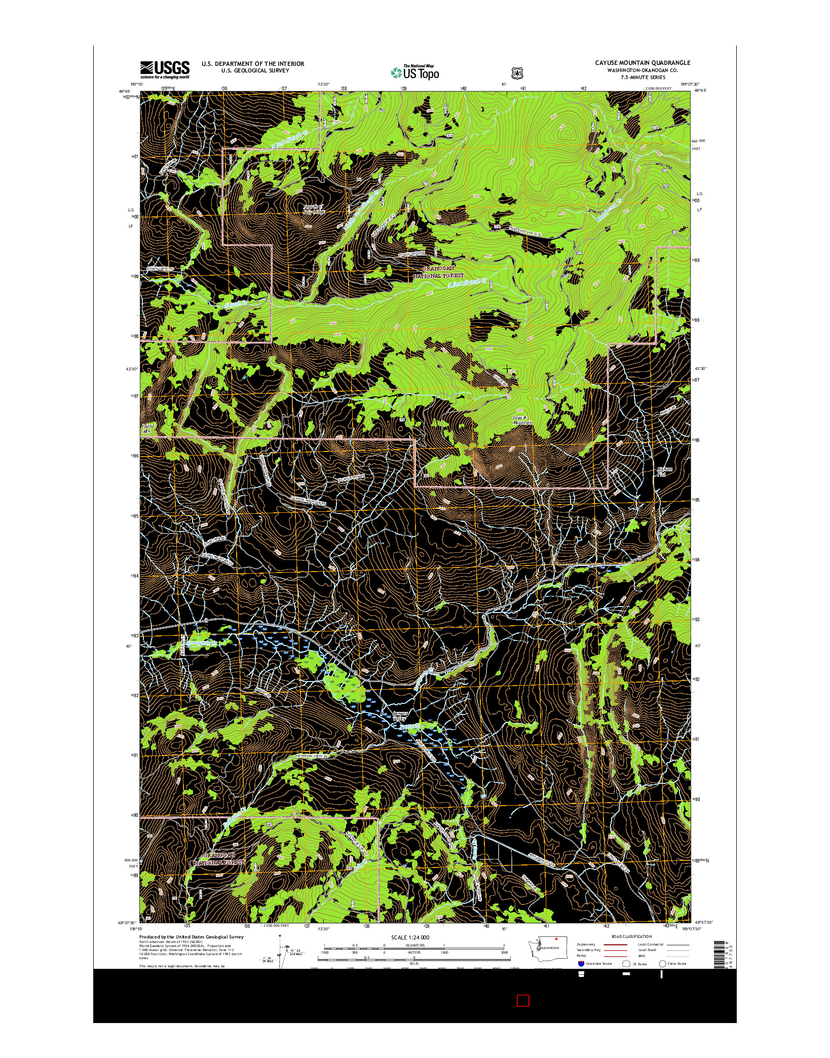 USGS US TOPO 7.5-MINUTE MAP FOR CAYUSE MOUNTAIN, WA 2017