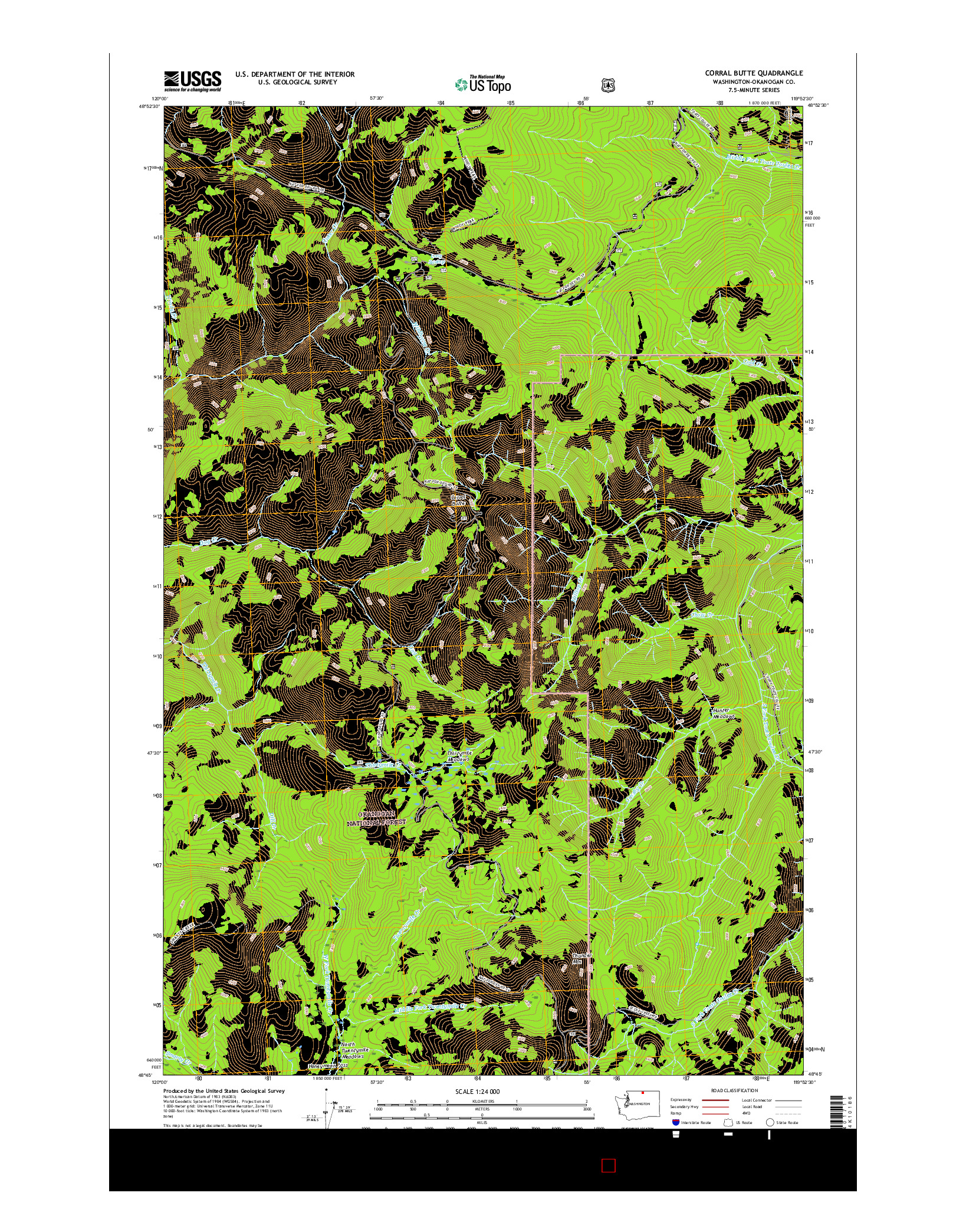 USGS US TOPO 7.5-MINUTE MAP FOR CORRAL BUTTE, WA 2017