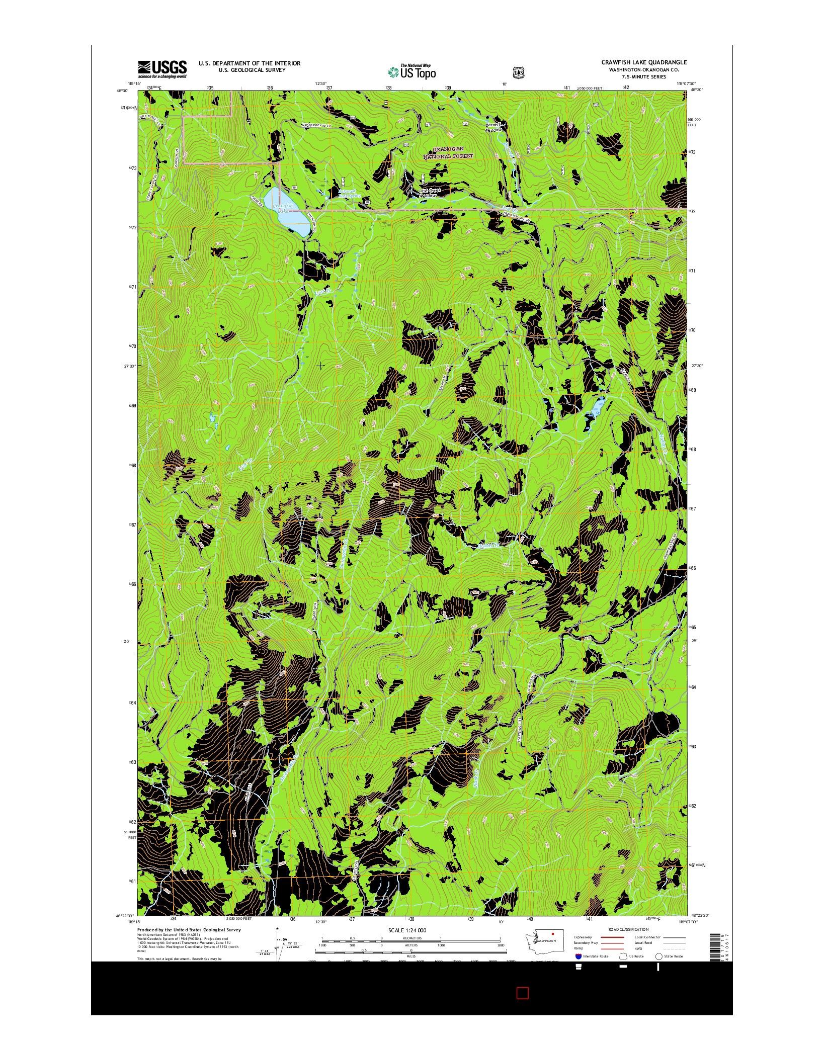 USGS US TOPO 7.5-MINUTE MAP FOR CRAWFISH LAKE, WA 2017