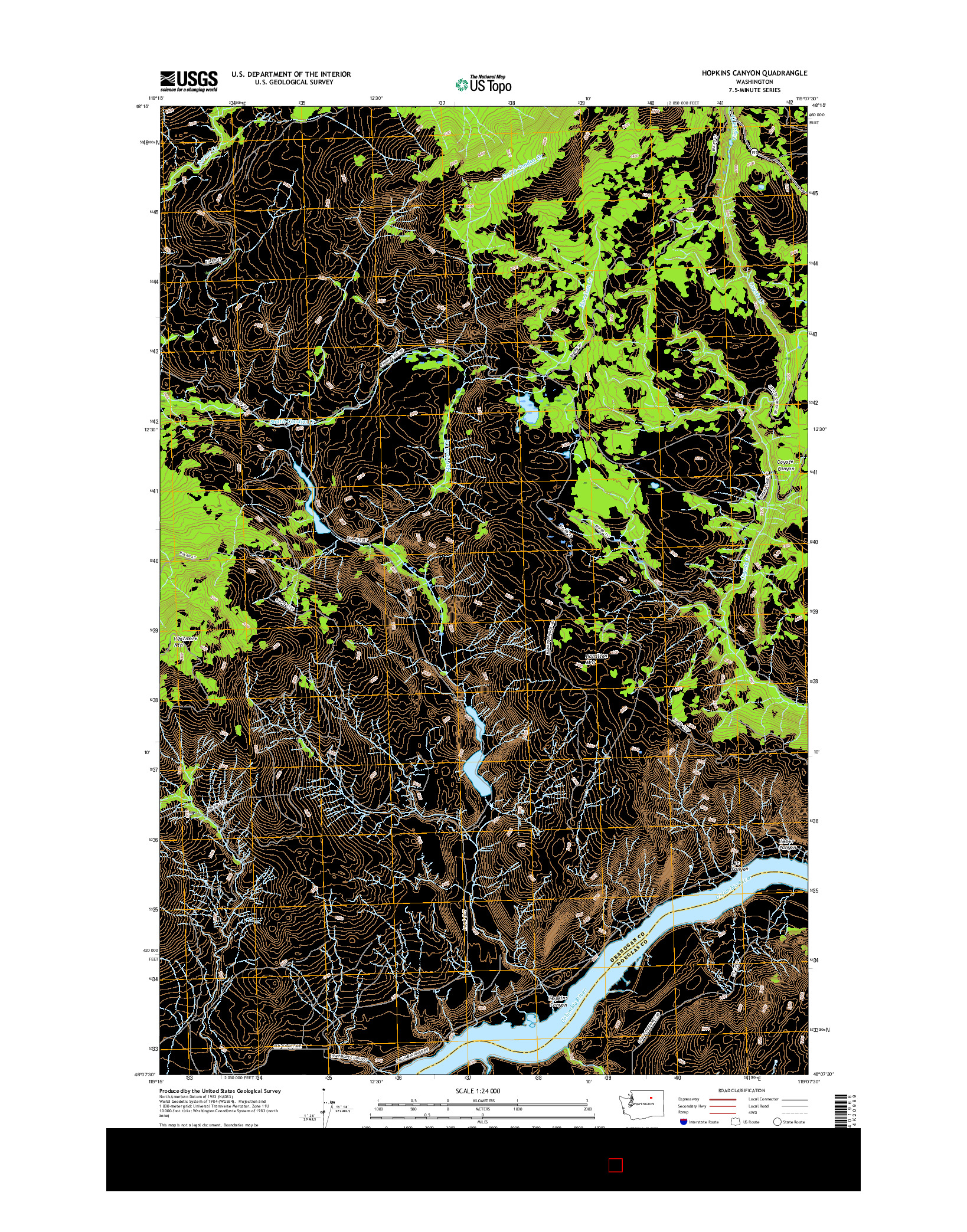 USGS US TOPO 7.5-MINUTE MAP FOR HOPKINS CANYON, WA 2017