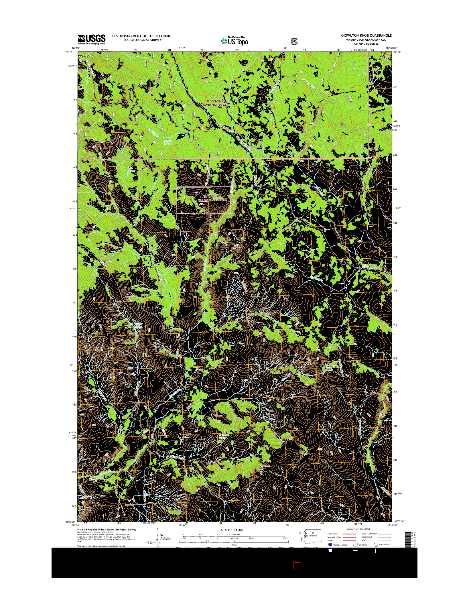 USGS US TOPO 7.5-MINUTE MAP FOR KNOWLTON KNOB, WA 2017