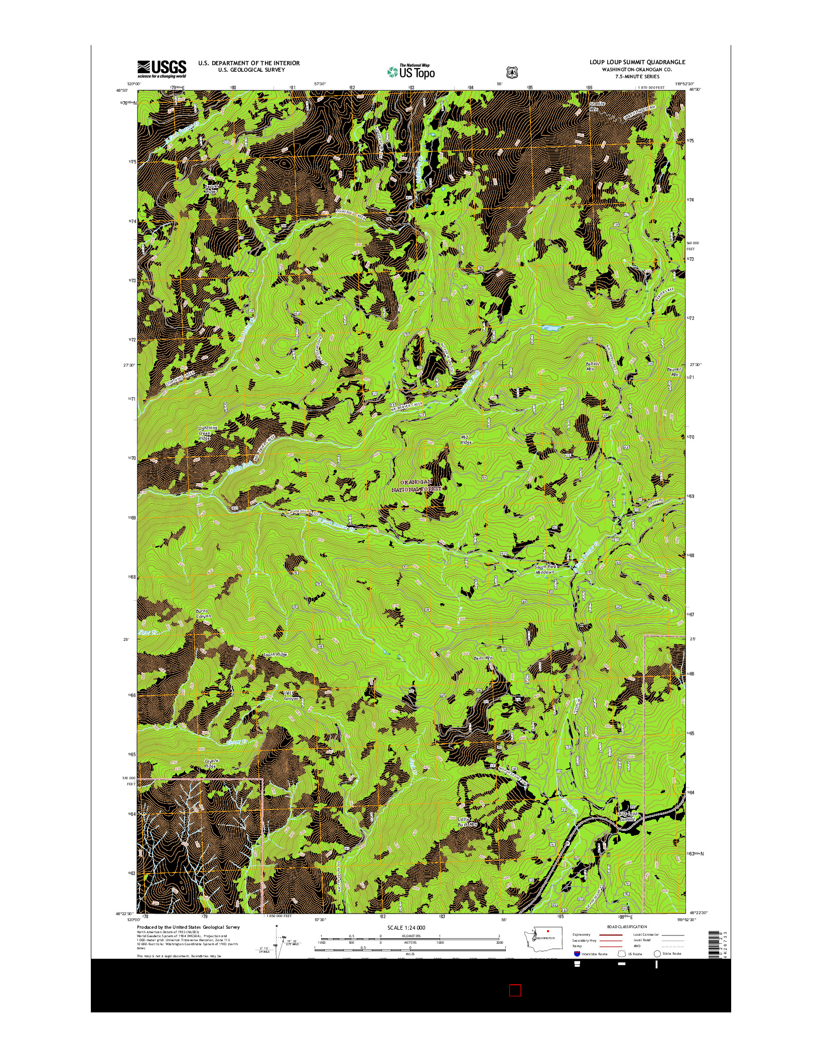 USGS US TOPO 7.5-MINUTE MAP FOR LOUP LOUP SUMMIT, WA 2017