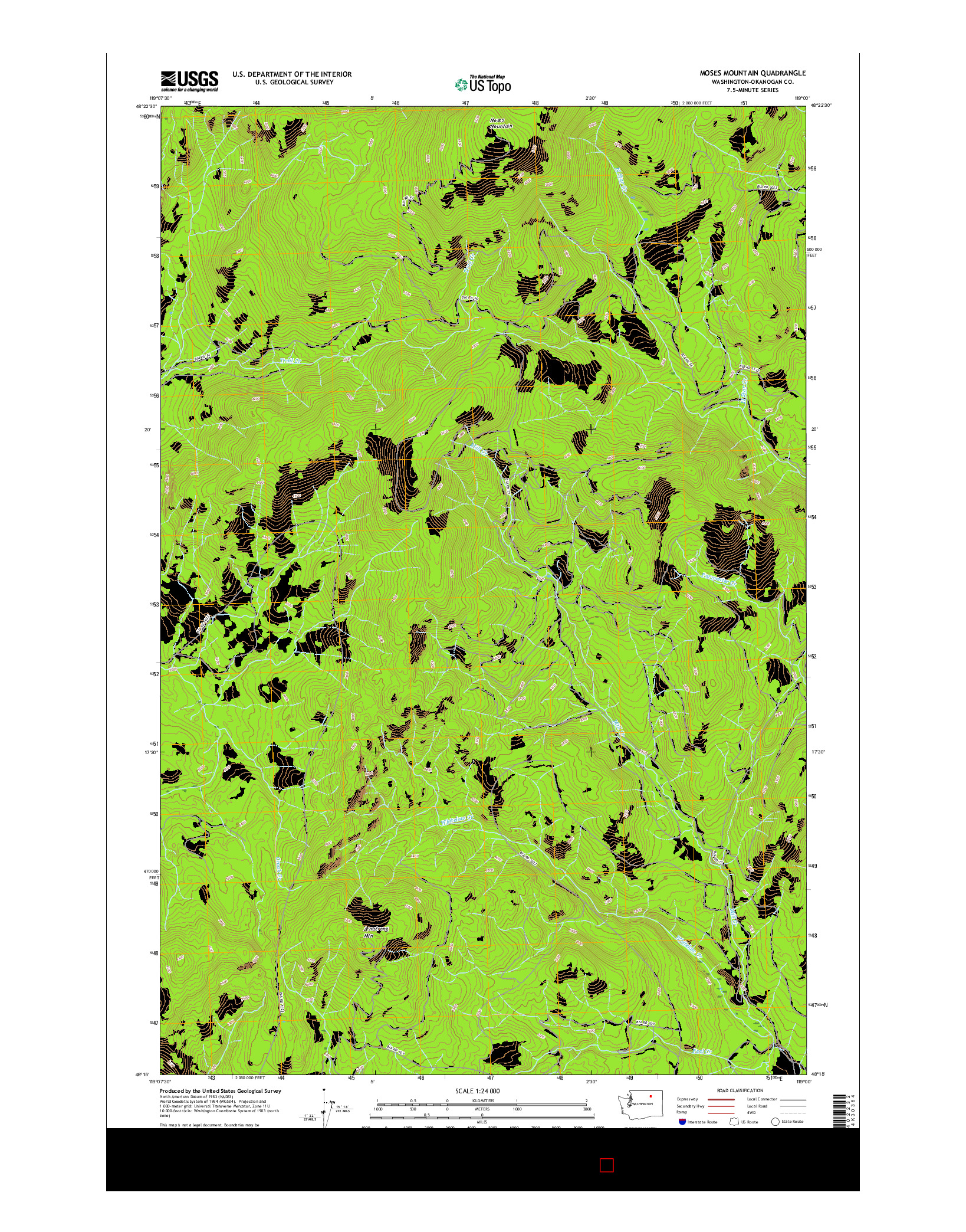 USGS US TOPO 7.5-MINUTE MAP FOR MOSES MOUNTAIN, WA 2017