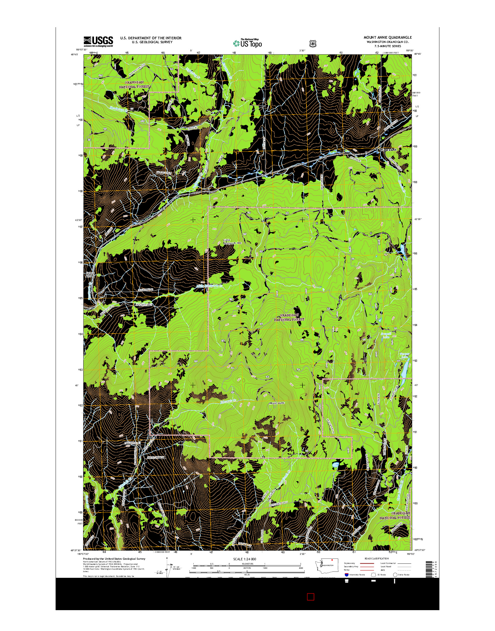 USGS US TOPO 7.5-MINUTE MAP FOR MOUNT ANNIE, WA 2017